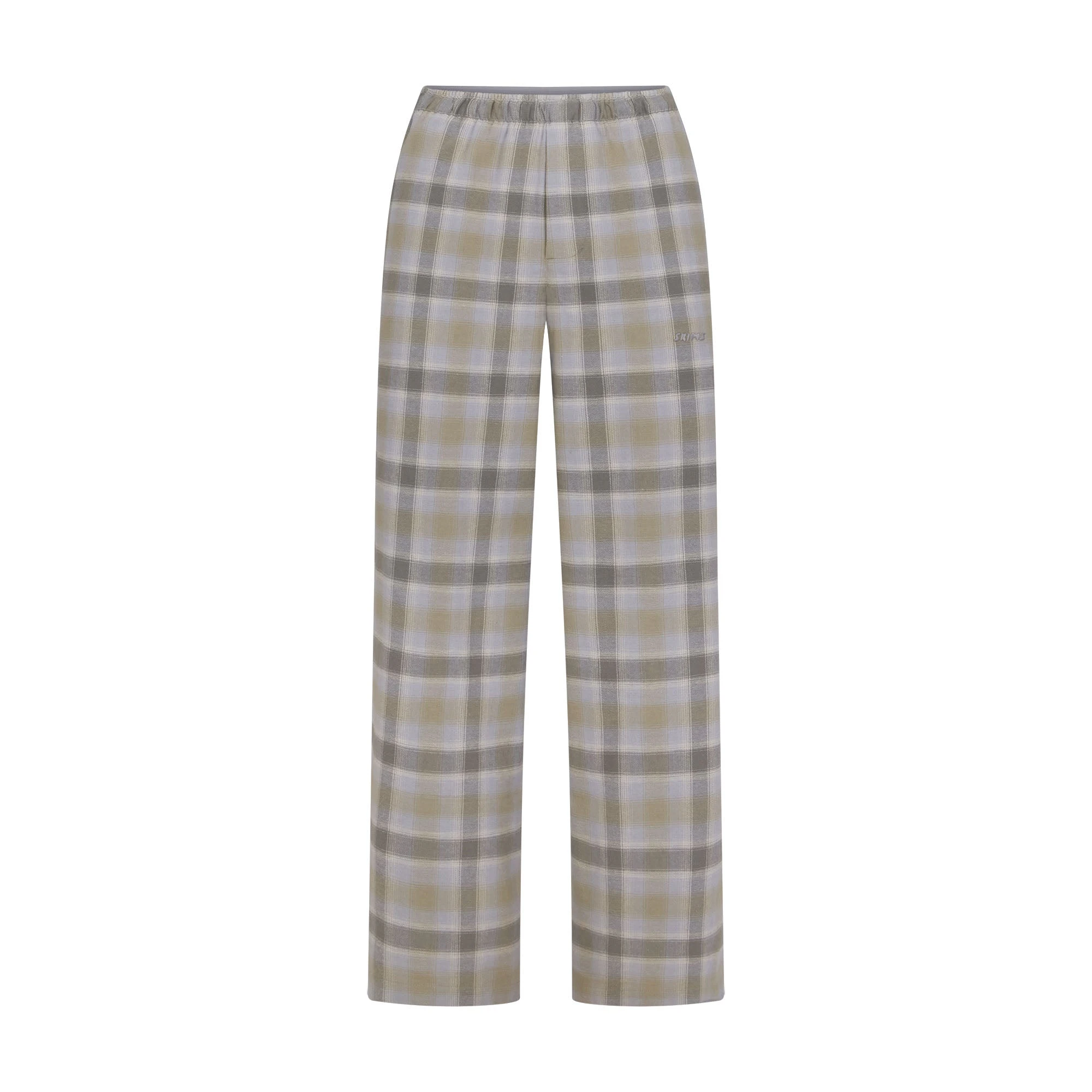 FLANNEL SLEEP STRAIGHT LEG PANT | TAUPE PLAID (PANTS) FLAT ON A WHITE BACKGROUND