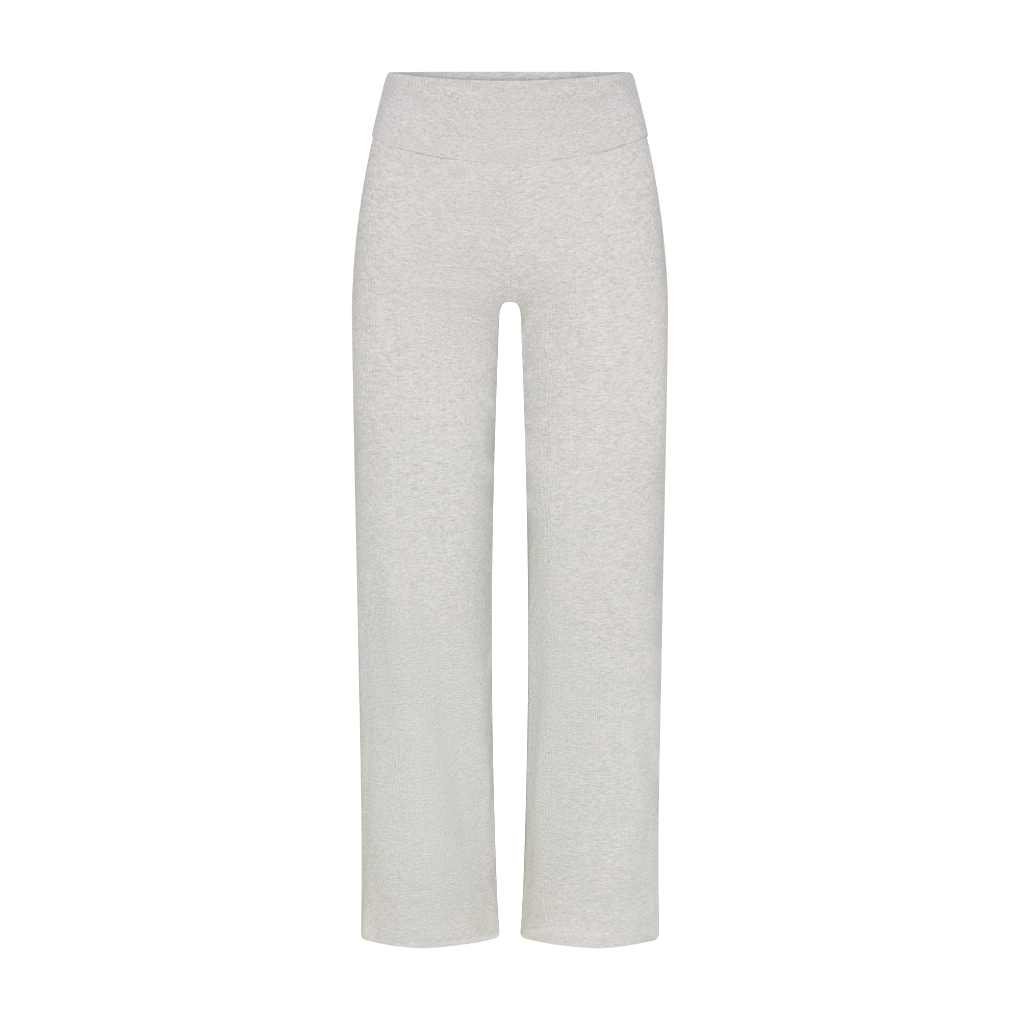 COTTON RIB FOLDOVER STRAIGHT LEG PANT | LIGHT HEATHER GREY