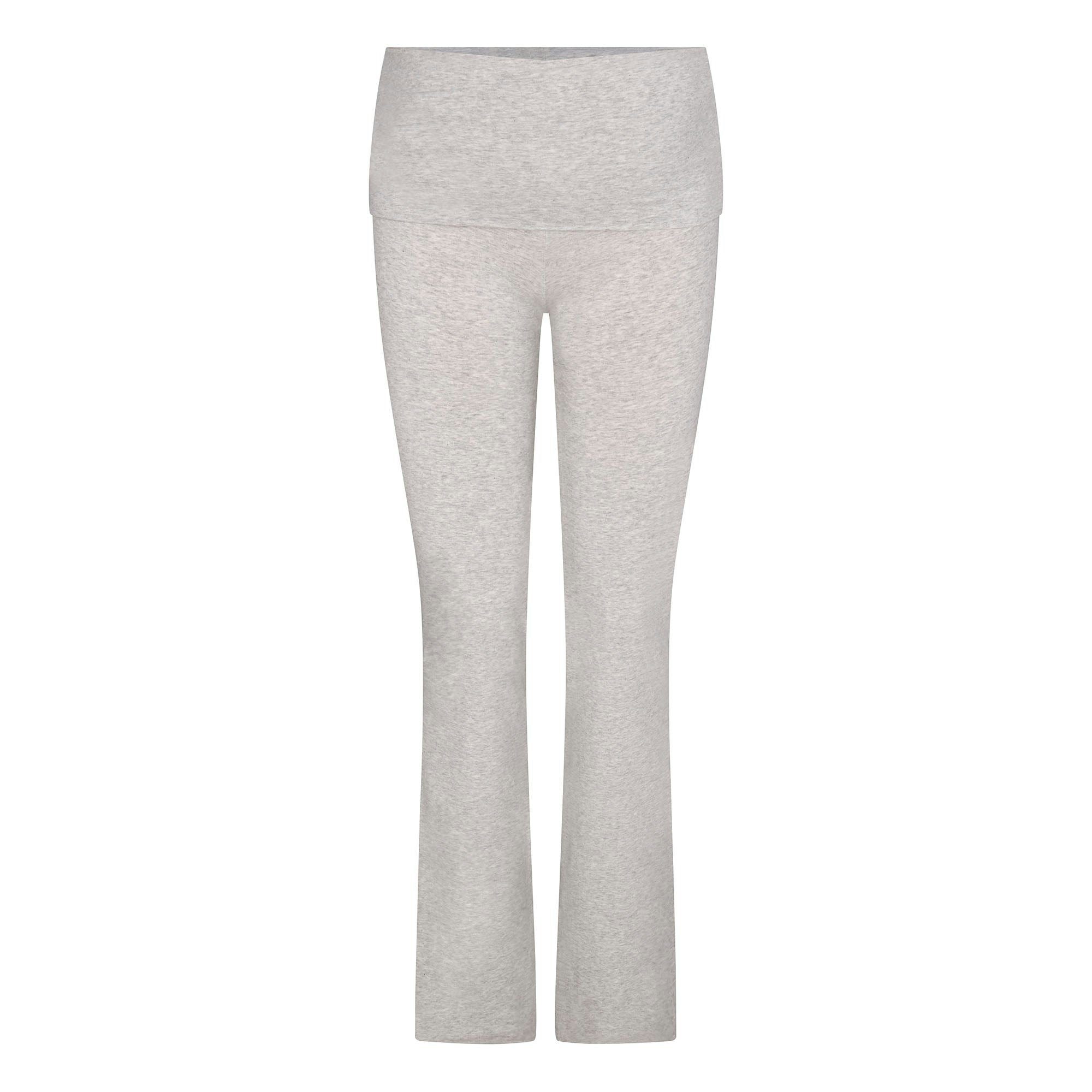 COTTON JERSEY MATERNITY FOLDOVER PANT | LIGHT HEATHER GREY FLAT ON A WHITE BACKGROUND | FLT