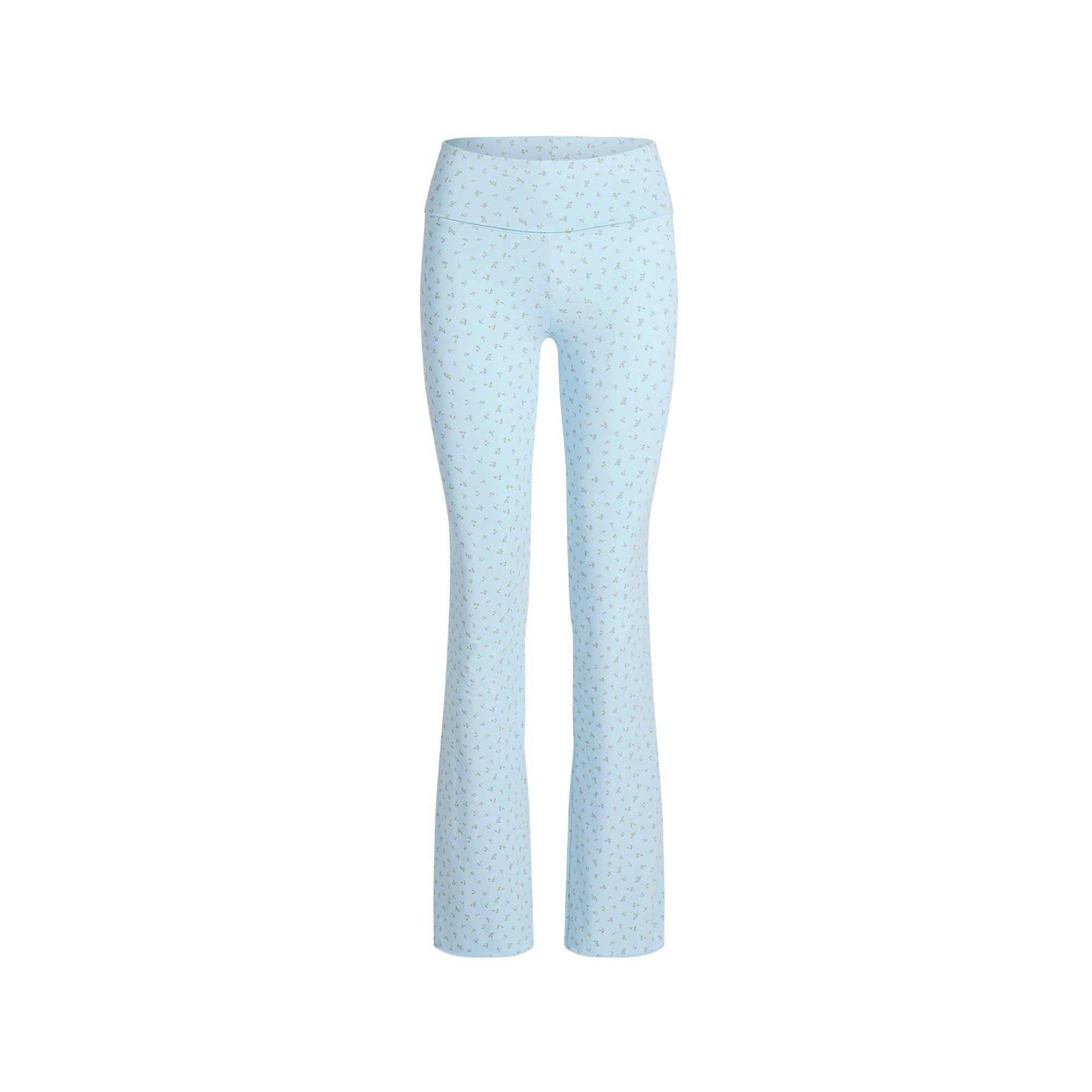 COTTON JERSEY FOLDOVER PANT | POWDER BLUE MICRO FLORAL FLAT ON A WHITE BACKGROUND | FLT