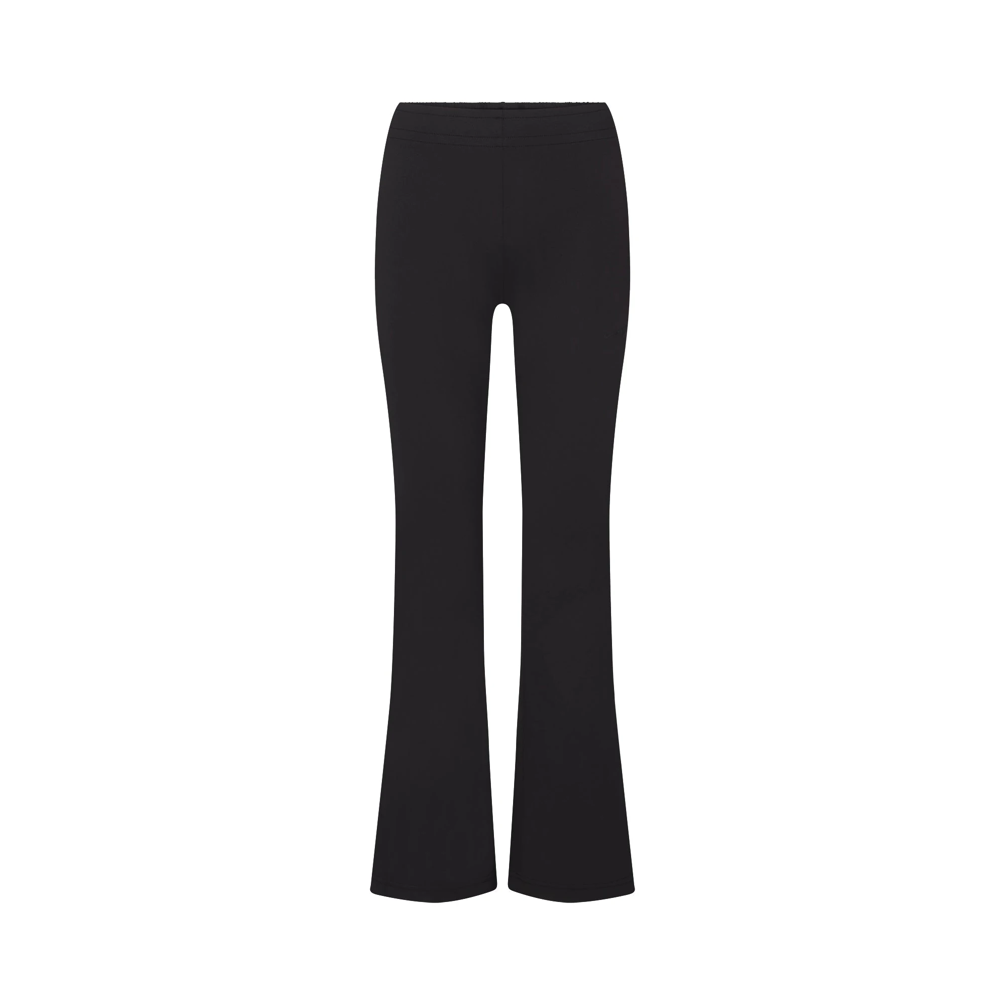 NikeSKIMS AIRY LOW RISE MINI FLARE PANT | NSKM OBSIDIAN LAYS FLAT ON A WHITE BACKGROUND | FLT