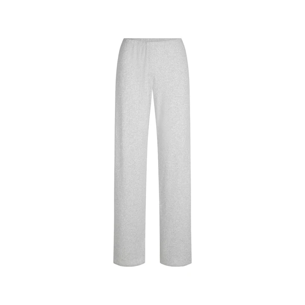 HEAVY POINTELLE STRAIGHT LEG PANT | LIGHT HEATHER GREY FLAT ON A WHITE BACKGROUND @ | FLT