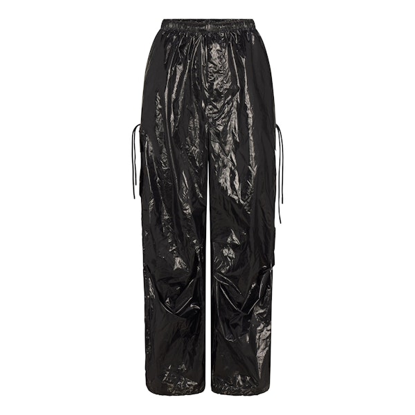 NikeSKIMS SHINY NYLON CARGO PANT | OBSIDIAN FLAT ON A WHITE BACKGROUND | FLT