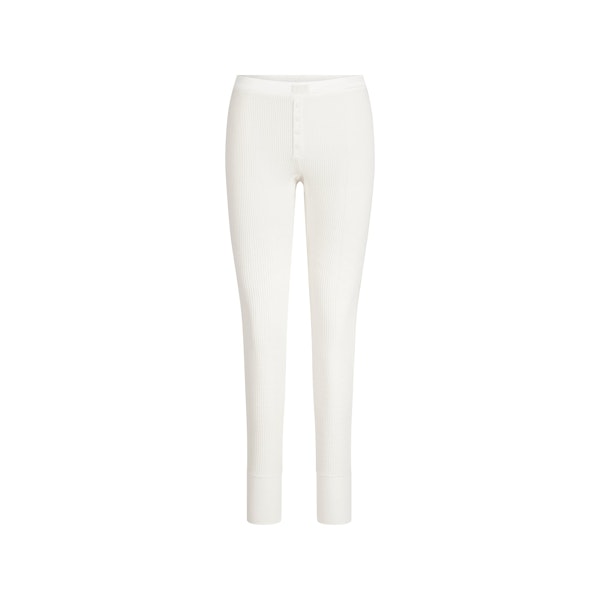 HEAVY WAFFLE BUTTON FRONT LEGGING | IVORY FLAT ON A WHITE BACKGROUND | FLT