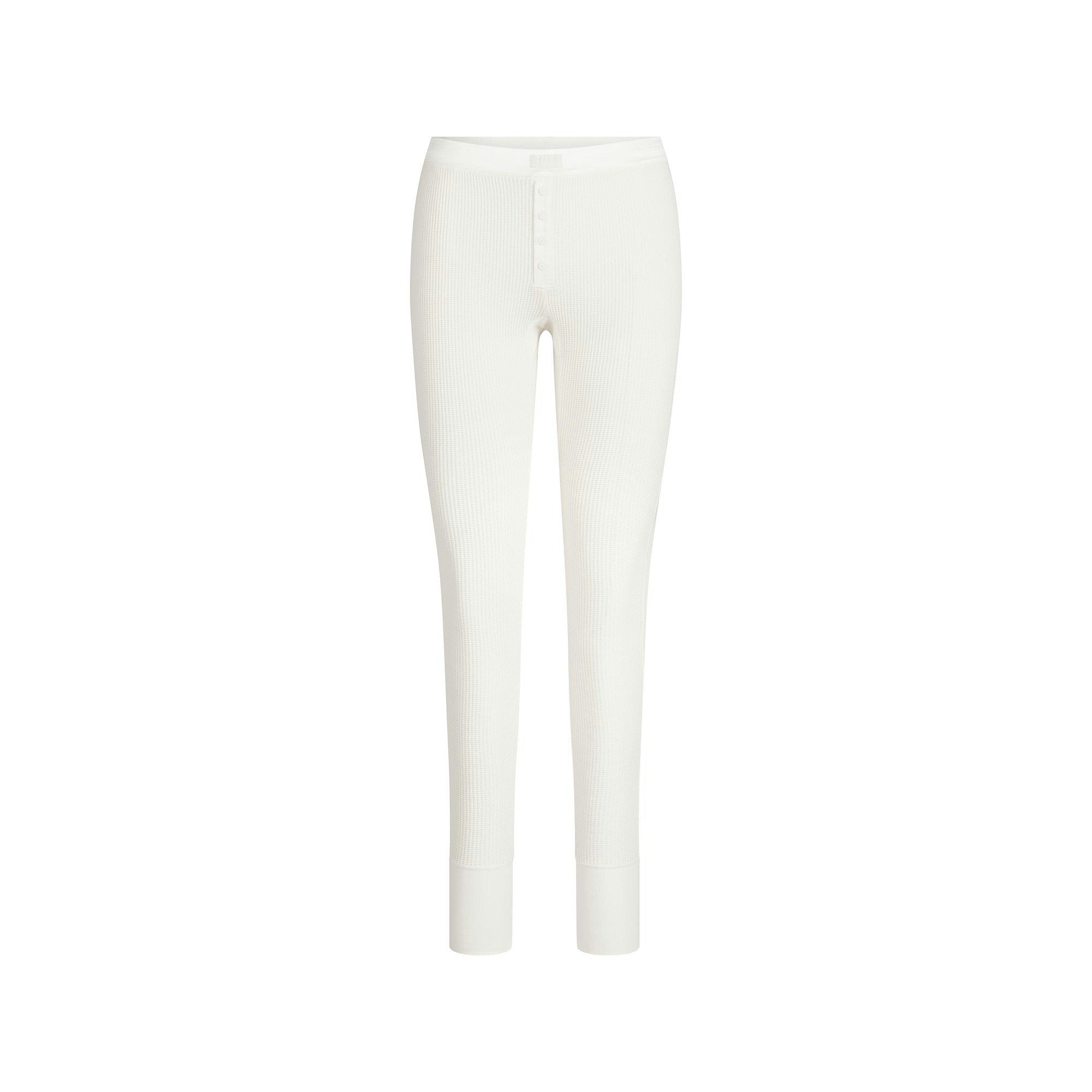 HEAVY WAFFLE BUTTON FRONT LEGGING | IVORY FLAT ON A WHITE BACKGROUND | FLT