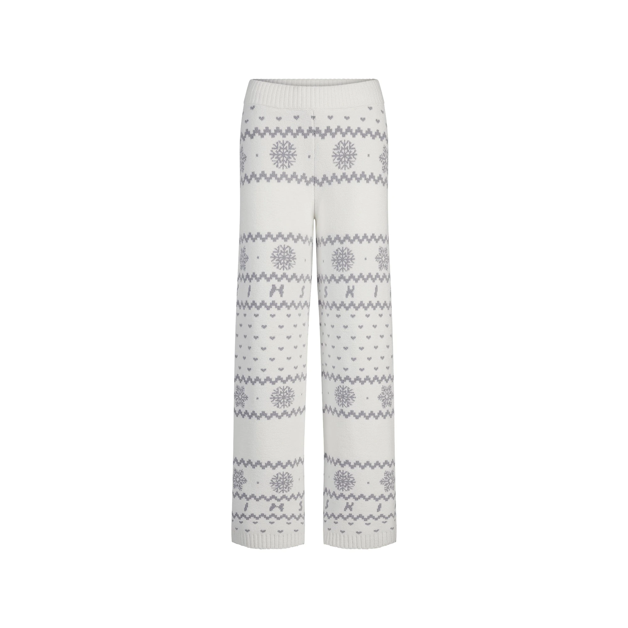 COZY LIGHT PANT | MARBLE HEART FAIR ISLE FLAT ON A WHITE BACKGROUND | FLT
