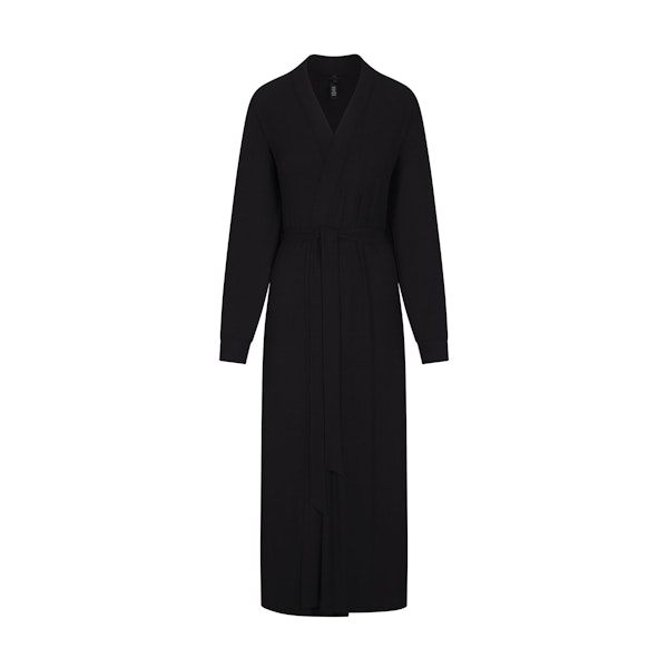 SOFT LOUNGE LONG ROBE | ONYX (LONG ROBES) LAYS FLAT ON A WHITE BACKGROUND | FLT