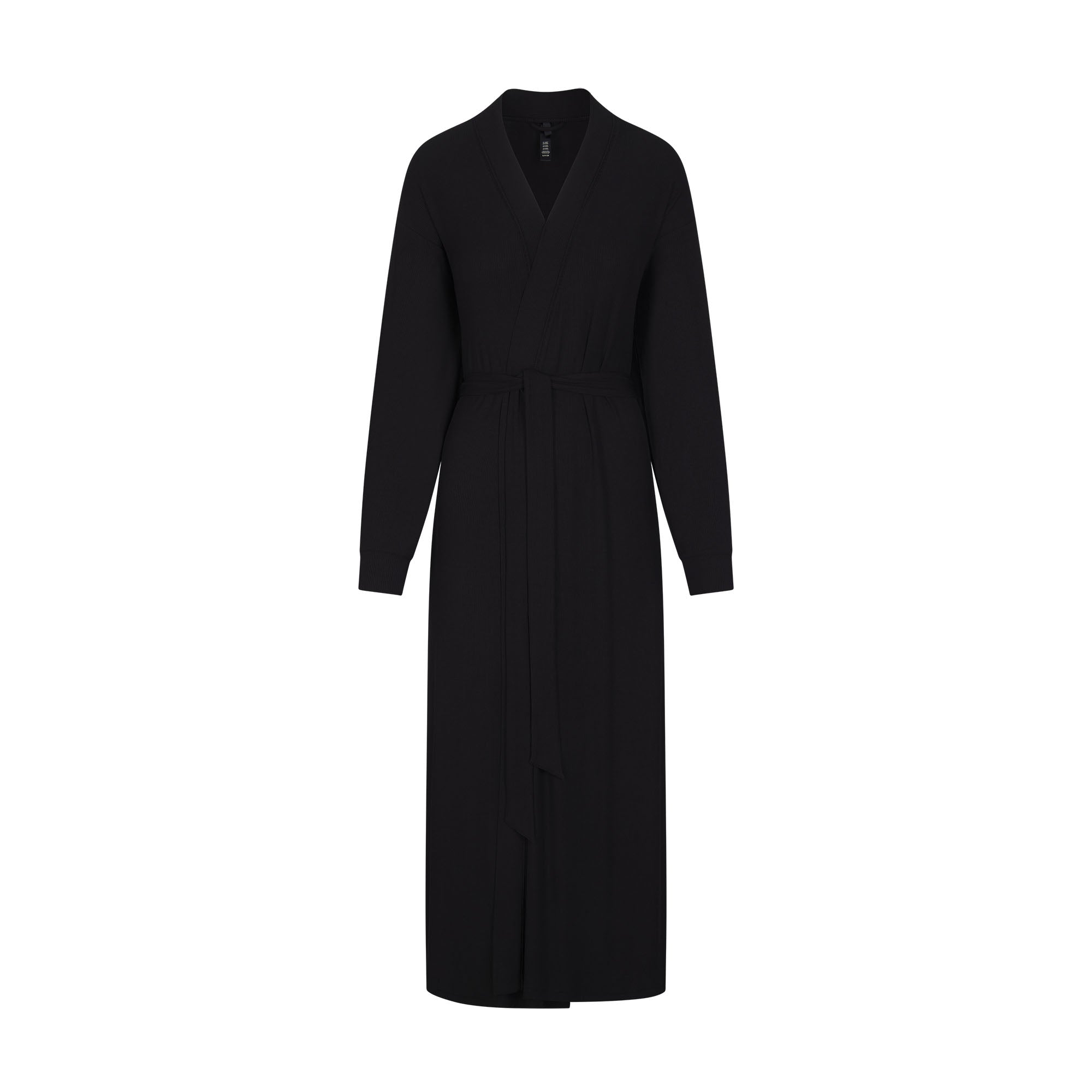 SOFT LOUNGE LONG ROBE | ONYX (LONG ROBES) LAYS FLAT ON A WHITE BACKGROUND | FLT