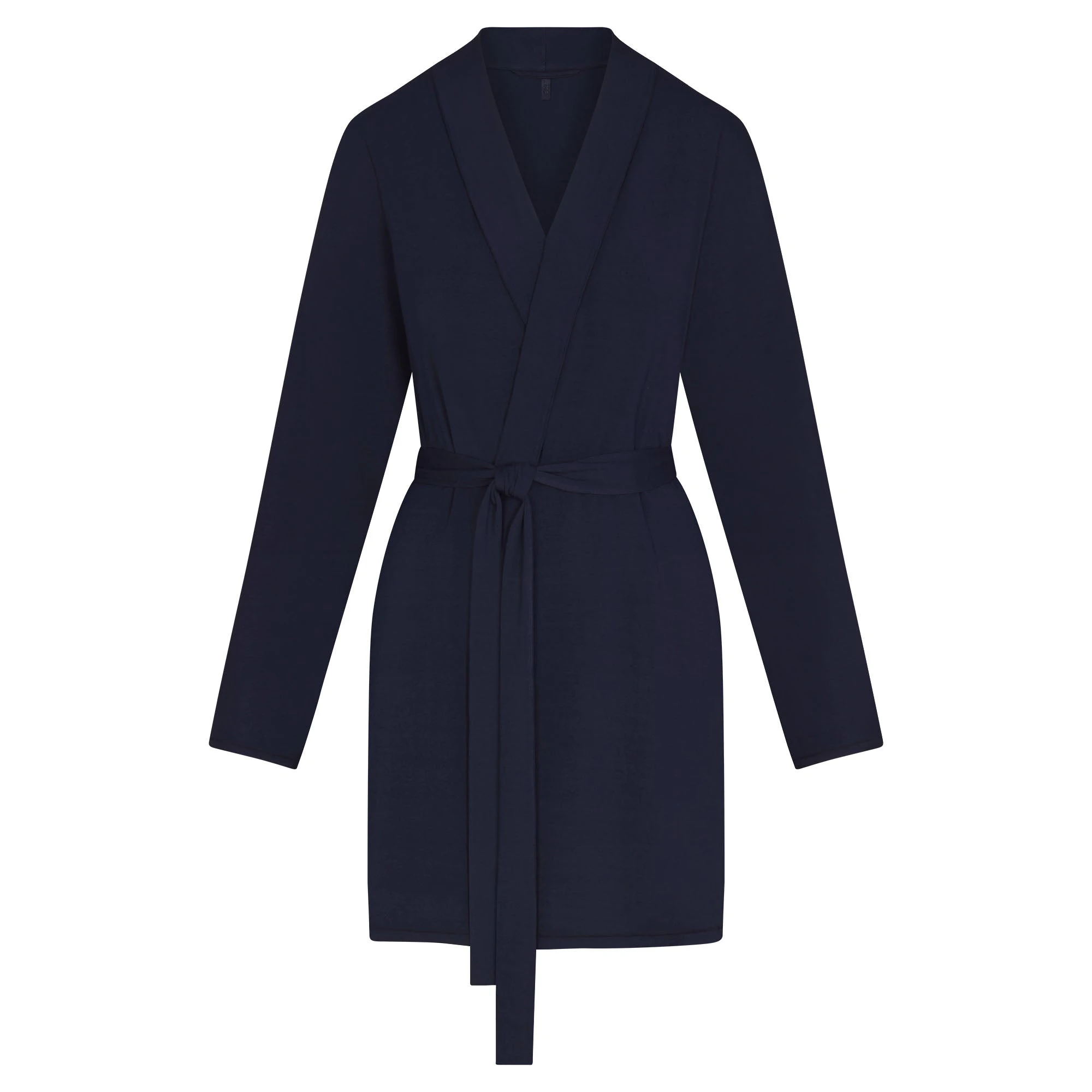 SKIMS SLEEP SHORT ROBE | NAVY FLAT ON A WHITE BACKGROUND | FLT