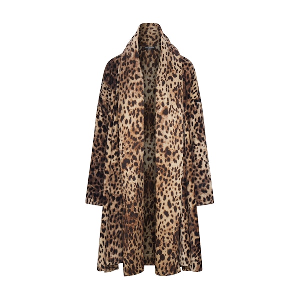 DOLCE&GABBANA X SKIMS SILK TERRY ROBE | LEOPARD (SHORT ROBES) FLAT ON A WHITE BACKGROUND | FLT