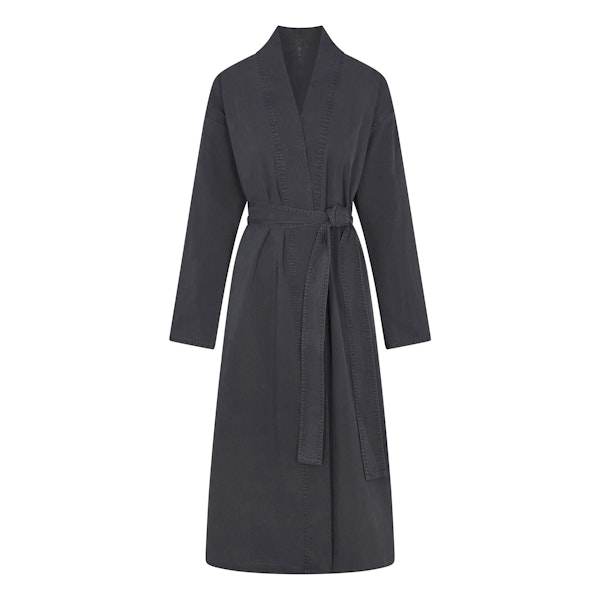 WOVEN LOUNGE LONG ROBE | ASH FLAT ON A WHITE BACKGROUND | FLT