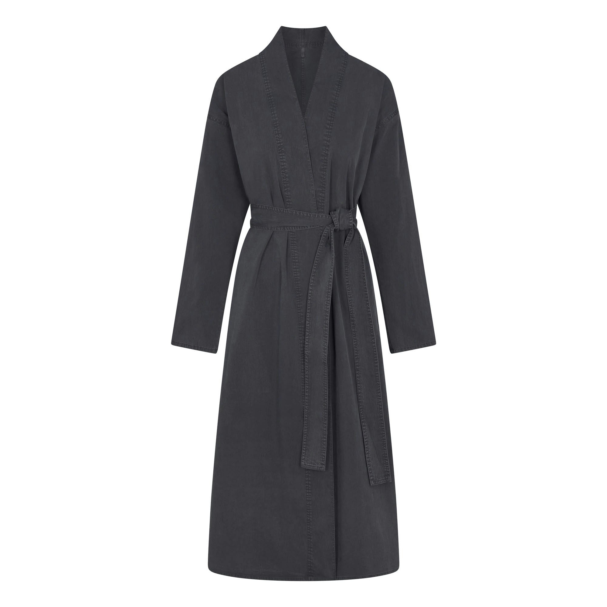 WOVEN LOUNGE LONG ROBE | ASH FLAT ON A WHITE BACKGROUND | FLT
