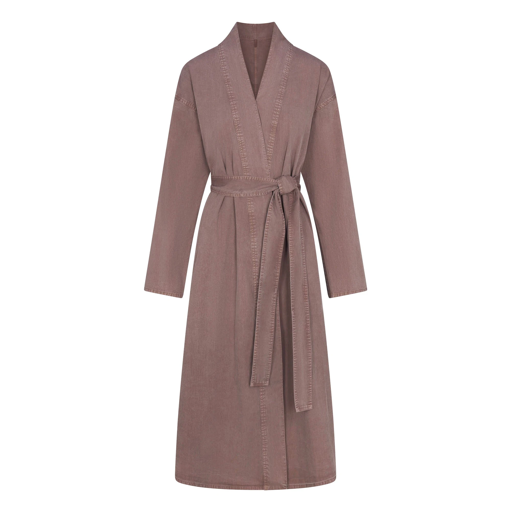 WOVEN LOUNGE LONG ROBE | UMBER FLAT ON A WHITE BACKGROUND | FLT
