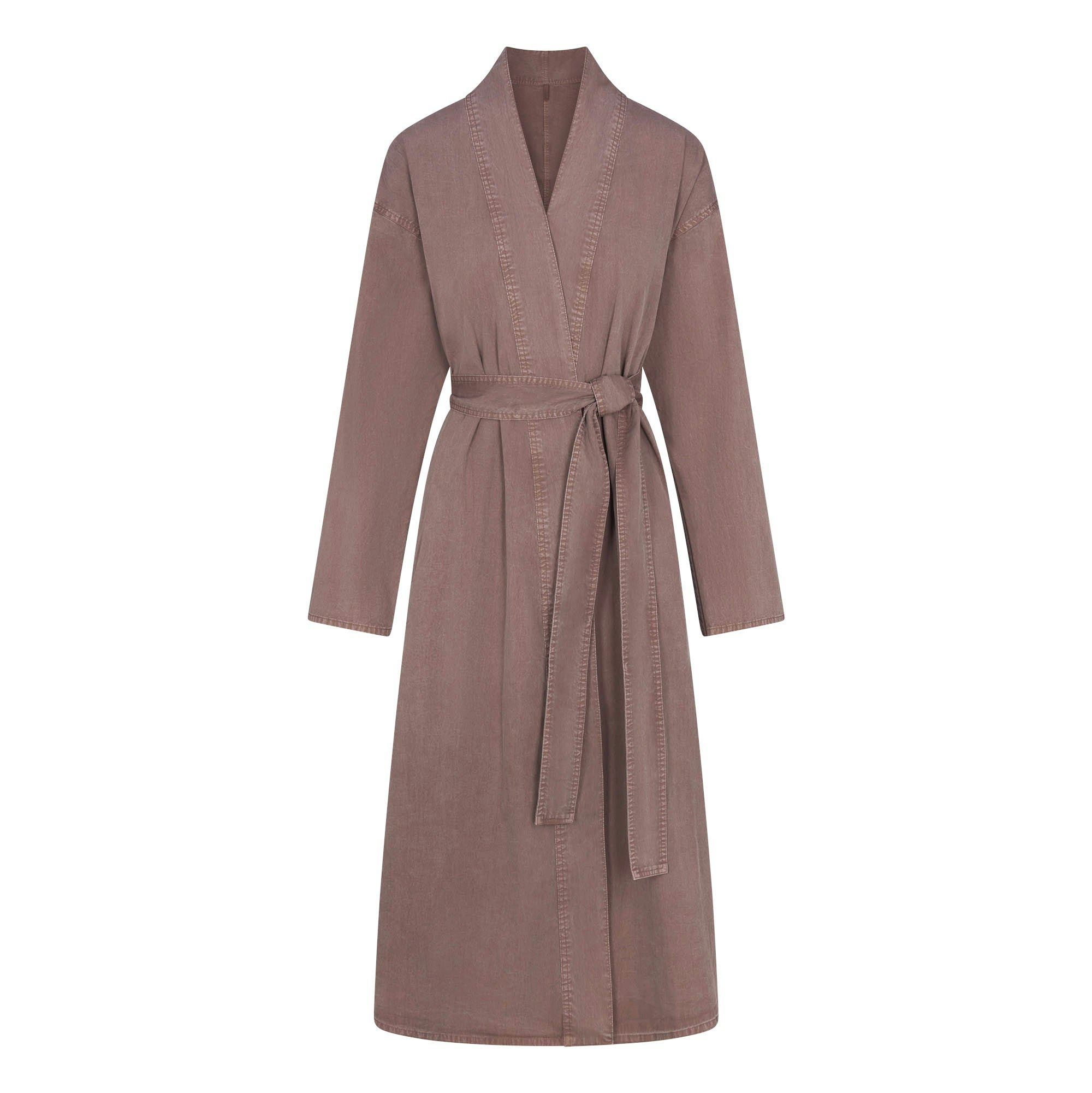 WOVEN LOUNGE LONG ROBE | UMBER FLAT ON A WHITE BACKGROUND | FLT