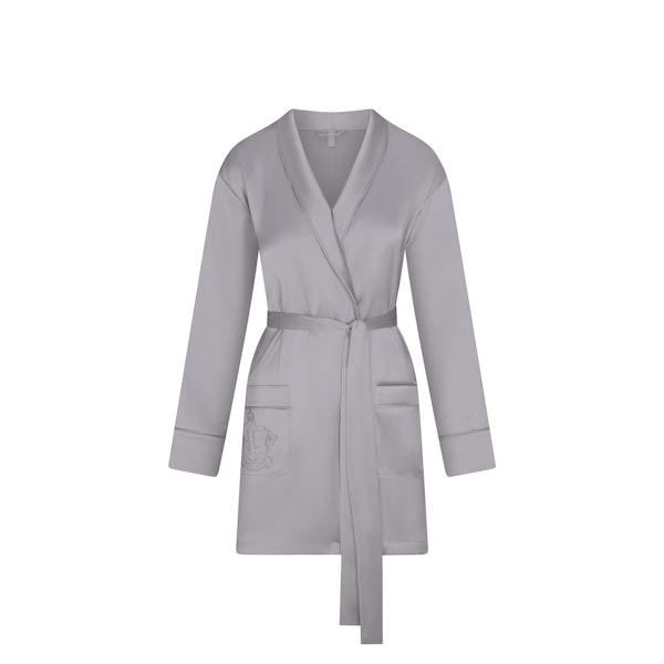 SKIMS HOTEL SHINE ROBE | MIRROR FLAT ON A WHITE BACKGROUND | FLT
