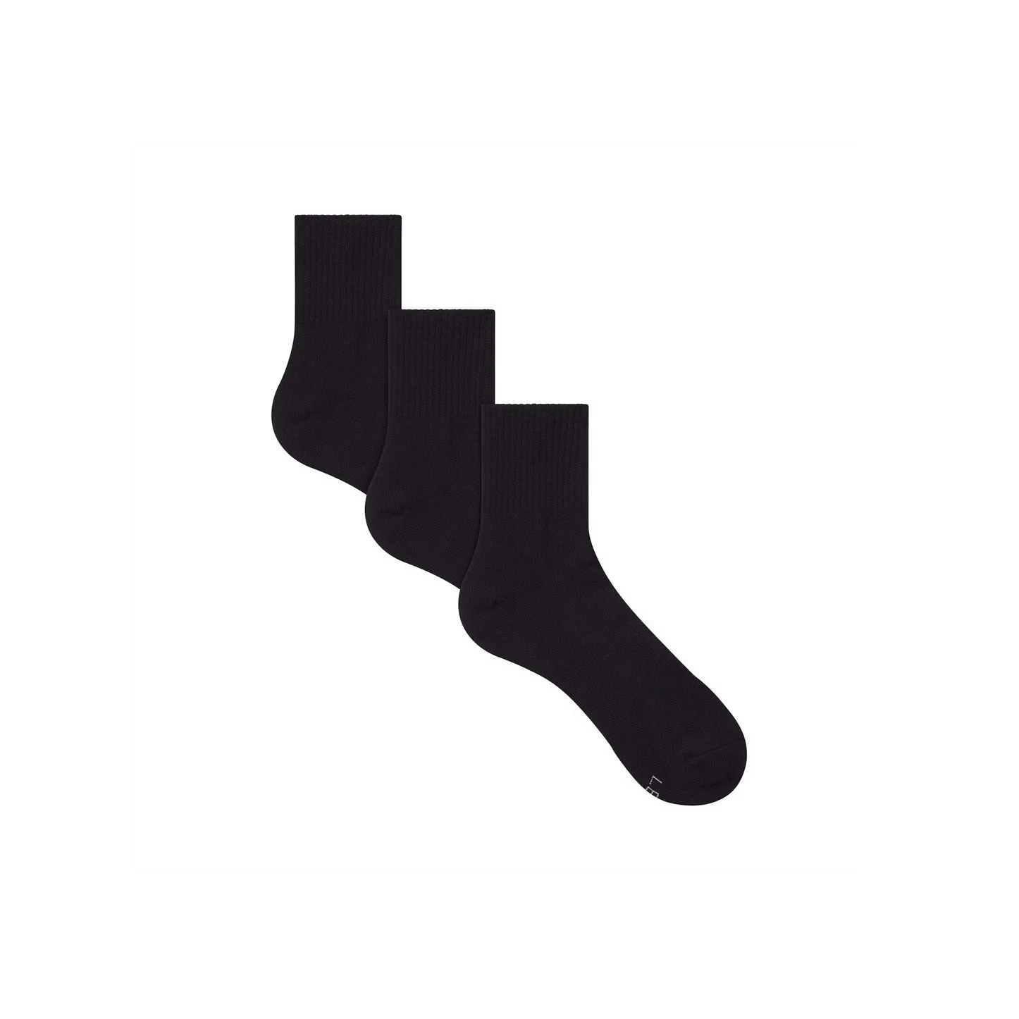 MENS QUARTER CREW SOCK 3-PACK | ONYX FLAT ON A WHITE BACKGROUND | FLT | FOCUS: 0.0, 1.0, 0.9