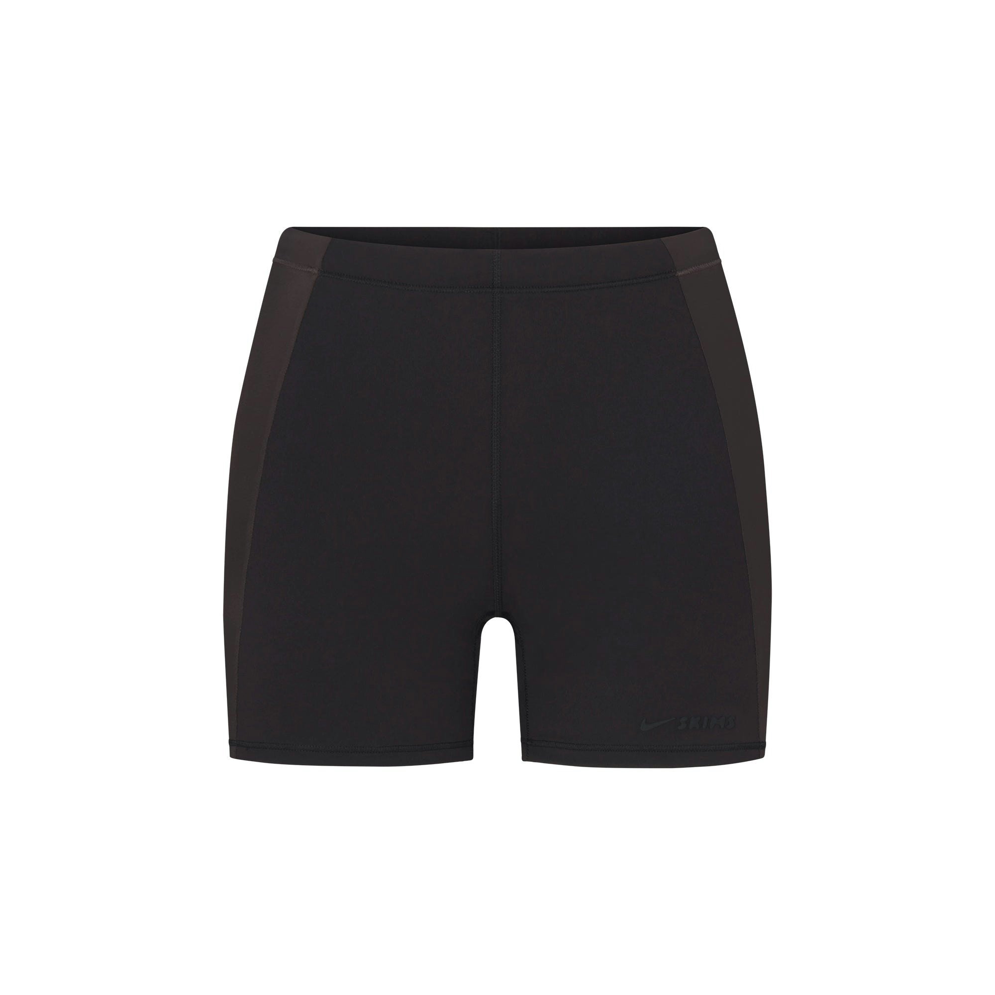 NikeSKIMS MATTE AND SHINE DRAWCORD 2" SHORT | OBSIDIAN/IGNEOUS FLAT ON A WHITE BACKGROUND | FLT