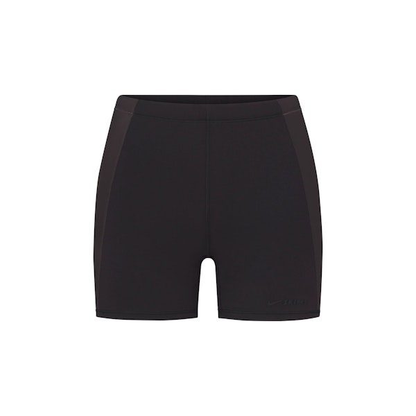 NikeSKIMS MATTE AND SHINE DRAWCORD 2" SHORT | OBSIDIAN/IGNEOUS FLAT ON A WHITE BACKGROUND | FLT