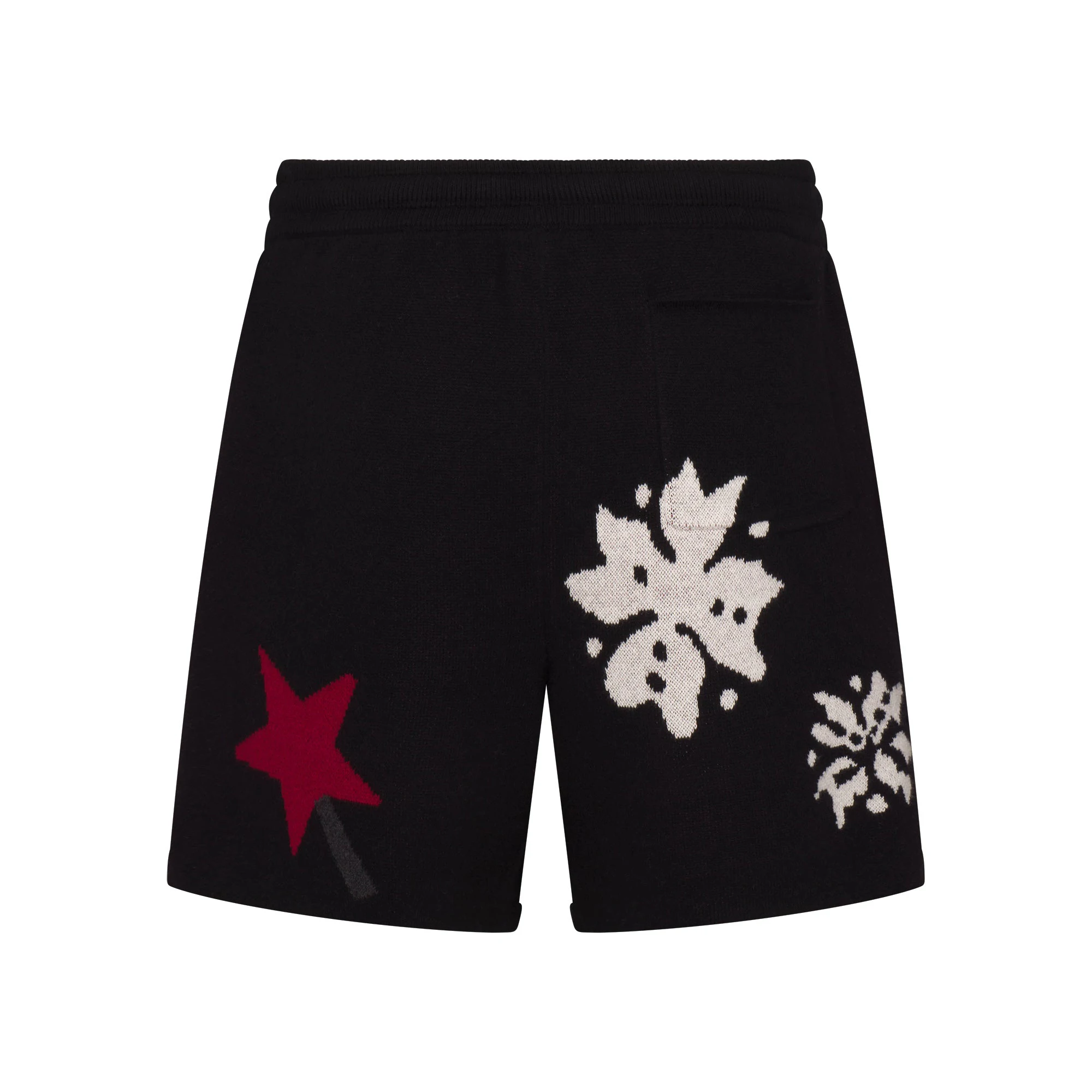 CACTUS PLANT FLEA MARKET X SKIMS COTTON KNIT MENS INTARSIA SHORT | ONYX TEDDY BEAR SNOW PRINT FLAT ON A WHITE BACKGROUND