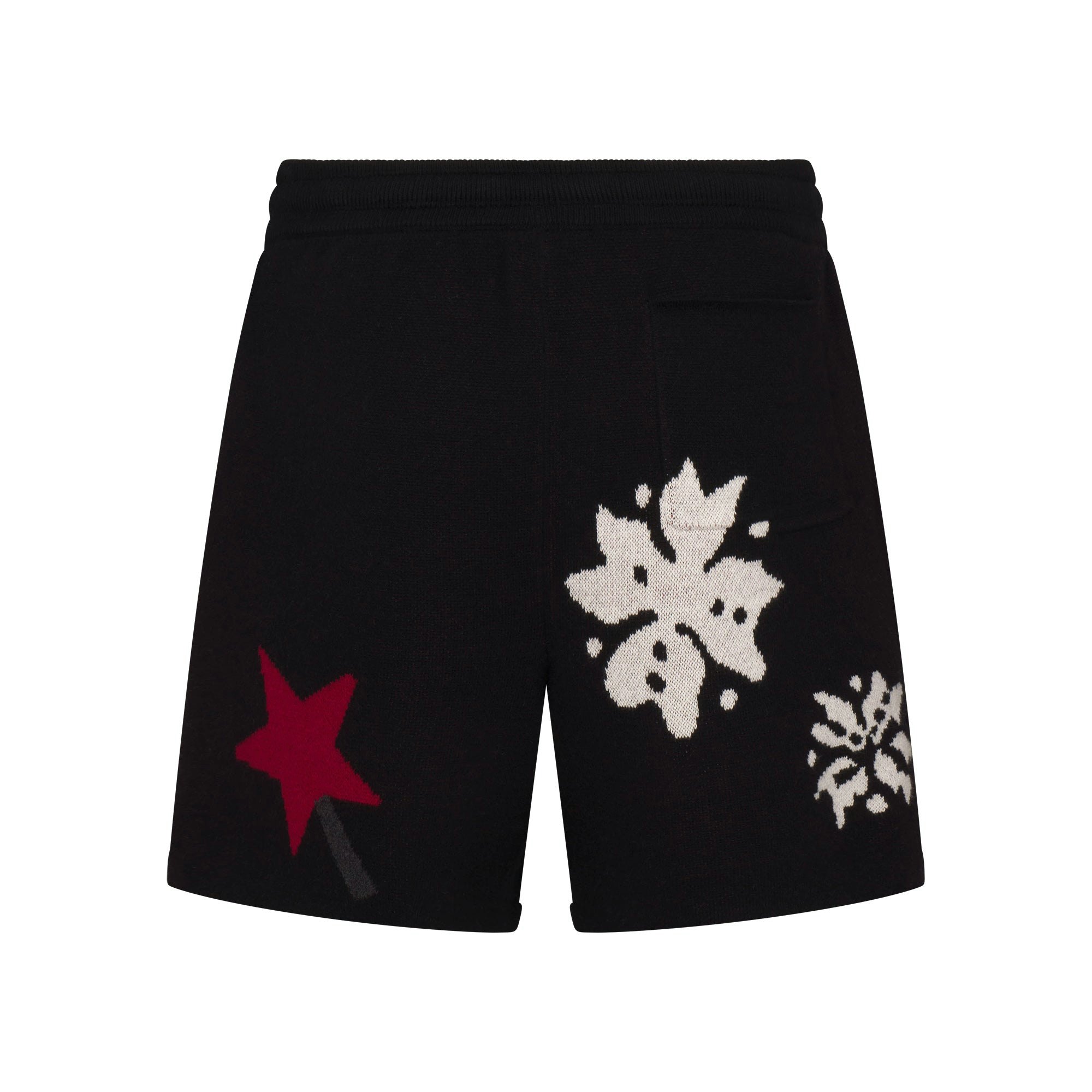 CACTUS PLANT FLEA MARKET X SKIMS COTTON KNIT MENS INTARSIA SHORT | ONYX TEDDY BEAR SNOW PRINT FLAT ON A WHITE BACKGROUND