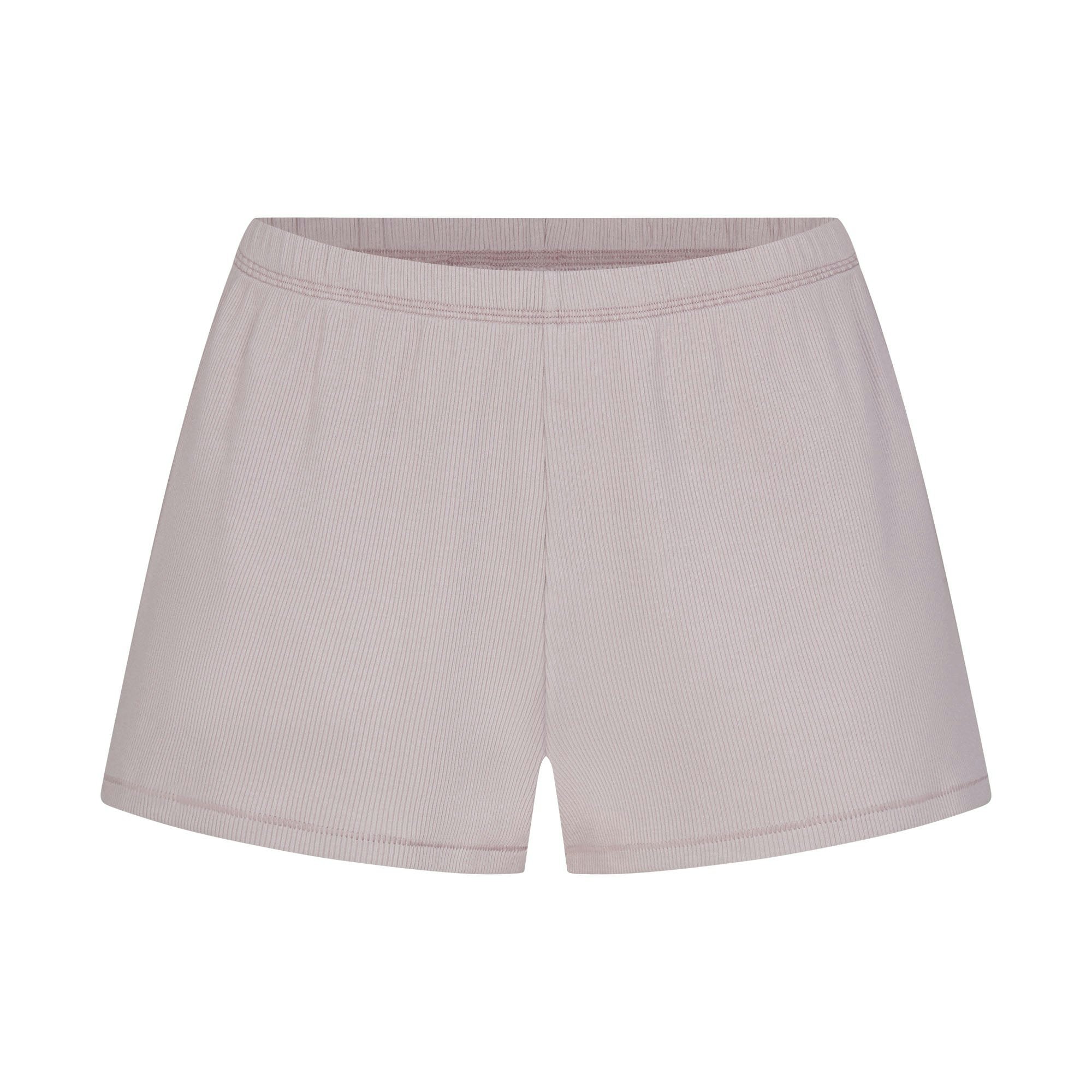 COTTON RIB LOOSE SHORT | OYSTER FLAT ON A WHITE BACKGROUND | FLT