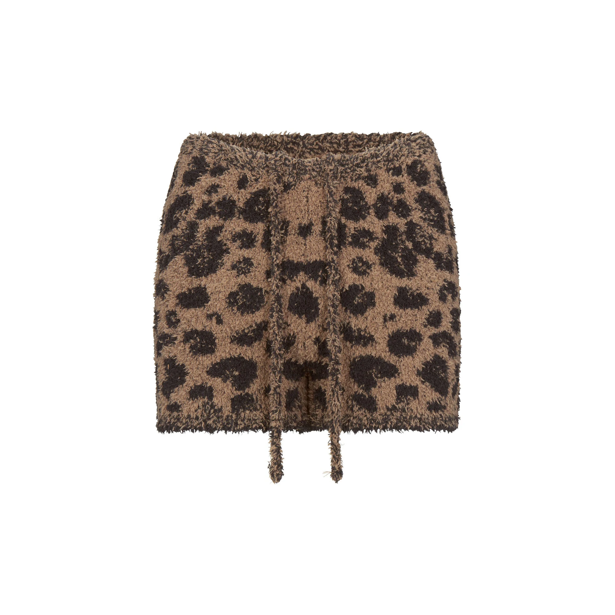 COZY  KNIT SHORT | LEOPARD PRINT FLAT ON A WHITE BACKGROUND | FLT