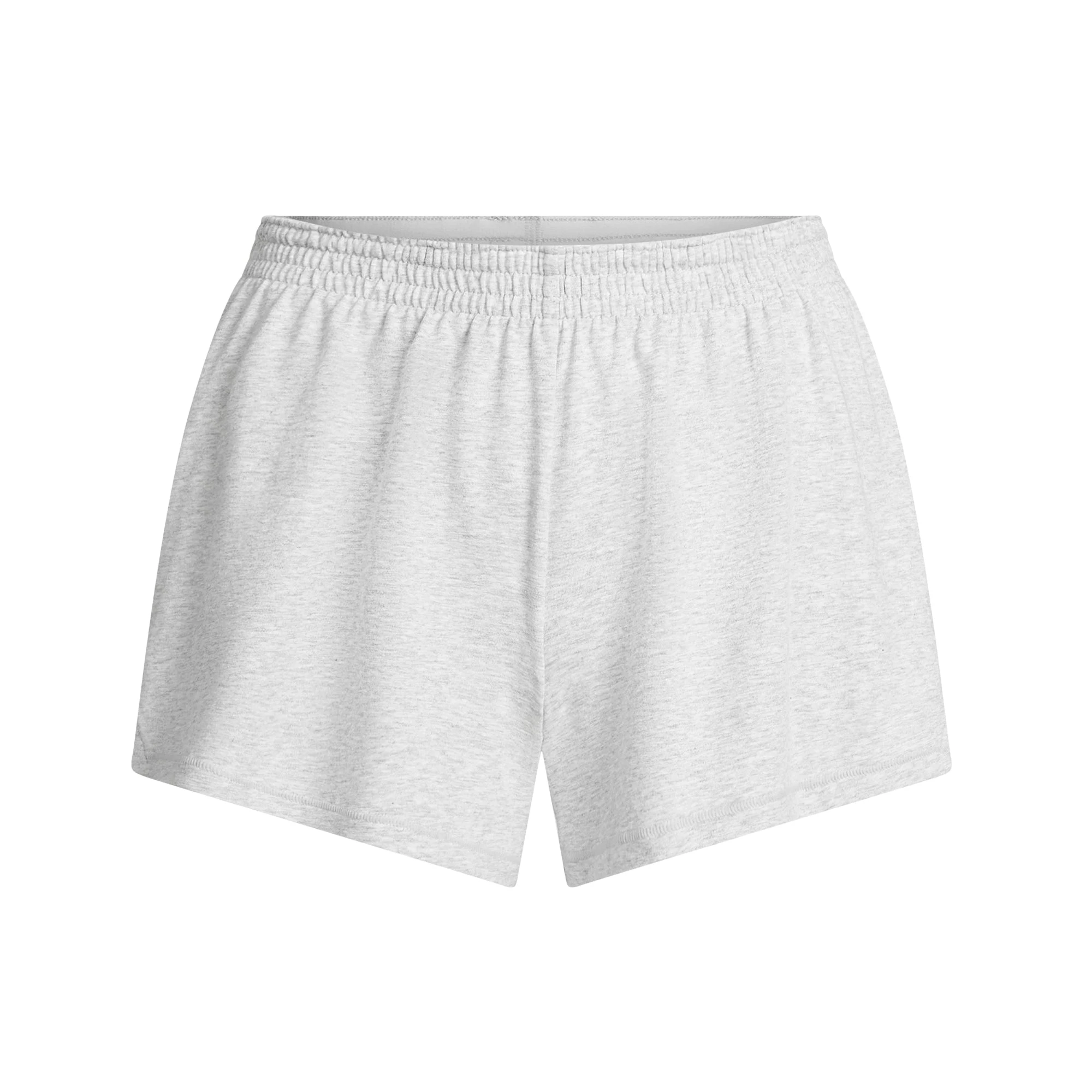 COTTON JERSEY LOOSE SHORT | LIGHT HEATHER GREY FLAT ON A WHITE BACKGROUND | FLT