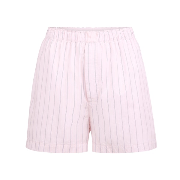 COTTON POPLIN BOXER | PALE PINK AB PENCIL STRIPE FLAT ON A WHITE BACKGROUND | FLT