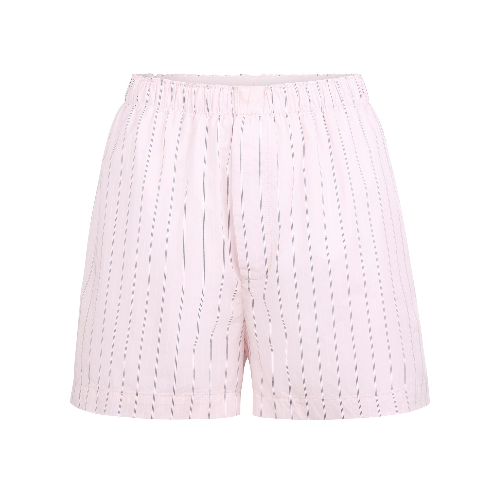 COTTON POPLIN BOXER | PALE PINK AB PENCIL STRIPE FLAT ON A WHITE BACKGROUND | FLT