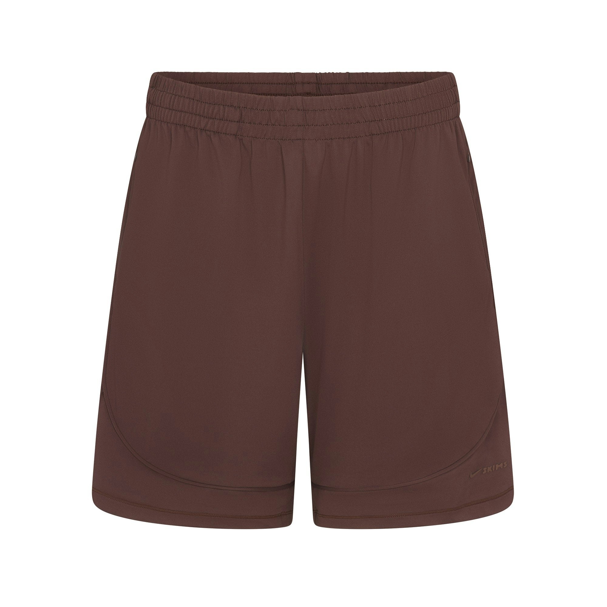 NikeSKIMS AIRY RELAXED SHORT | DARK SEPIA FLAT ON A WHITE BACKGROUND | FLT