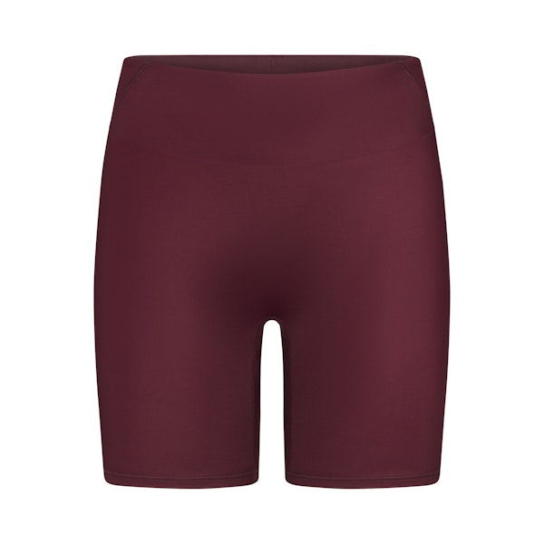 NikeSKIMS SHINE BONDED WAIST 5" BIKER SHORT | CURRANT FLAT ON A WHITE BACKGROUND | FLT
