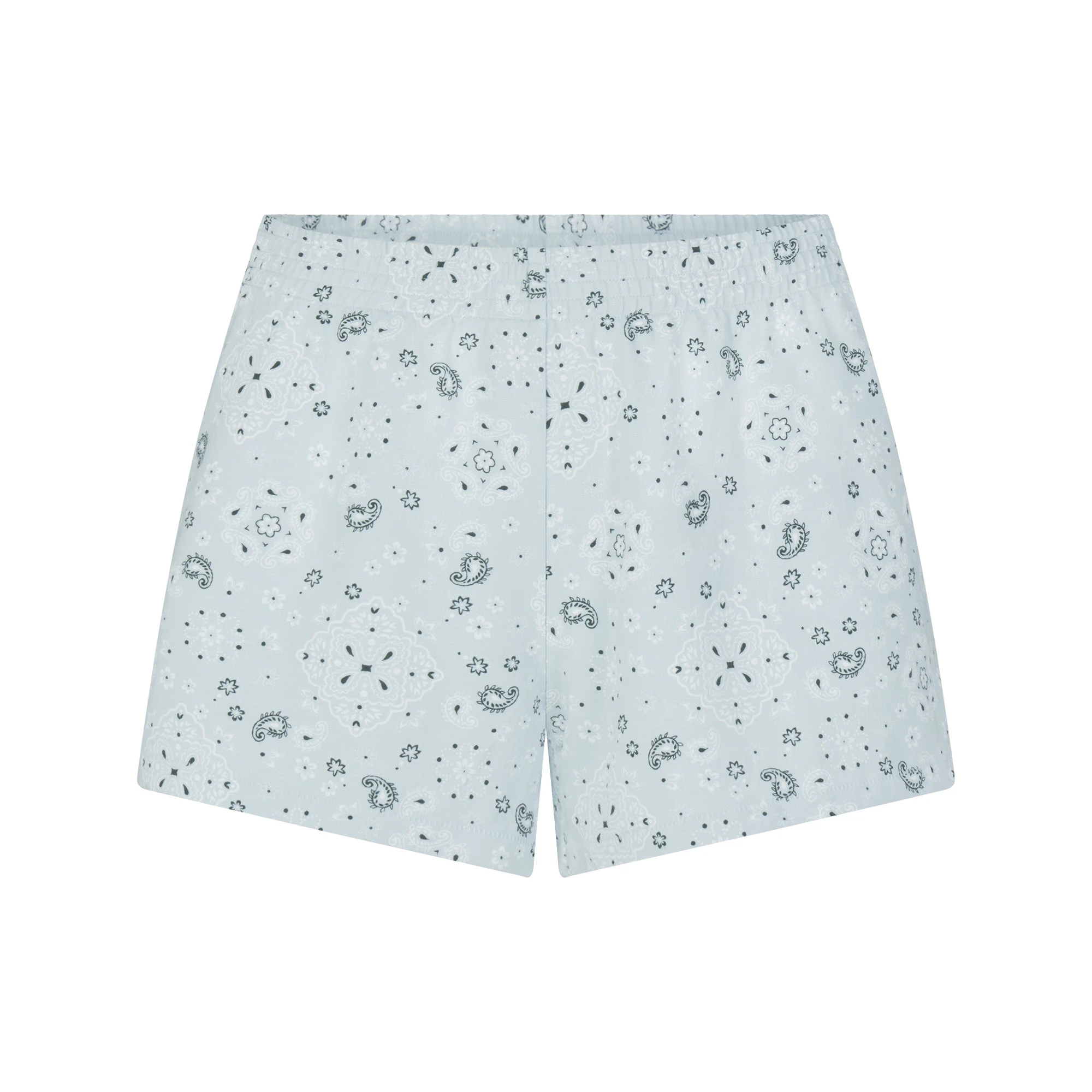 COTTON JERSEY LOOSE SHORT | POWDER BLUE BANDANA FLAT ON A WHITE BACKGROUND | FLT