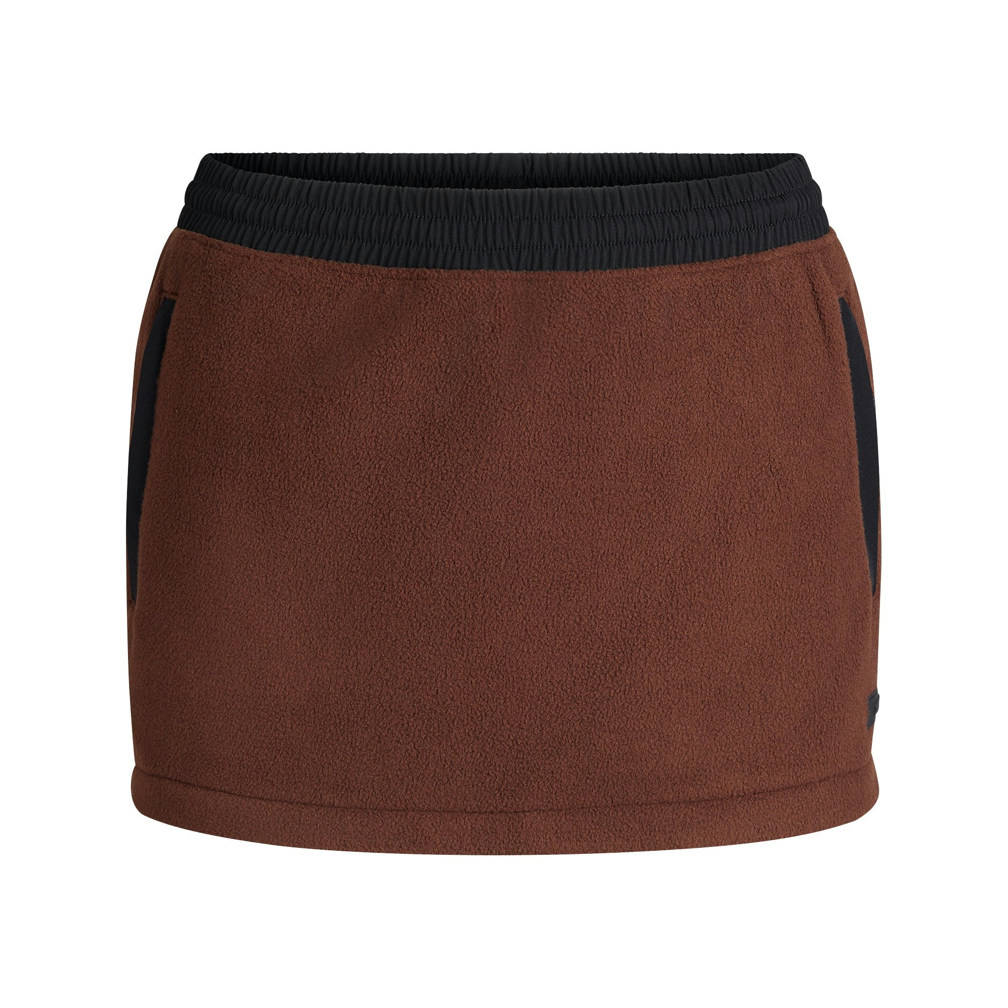 OUTDOOR FLEECE MINI SKIRT | COCOA FLAT ON A WHITE BACKGROUND | FLT