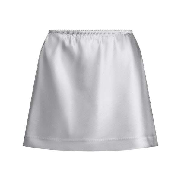 HEAVYWEIGHT SATIN MINI SKIRT | MIRROR FLAT ON A WHITE BACKGROUND | FLT