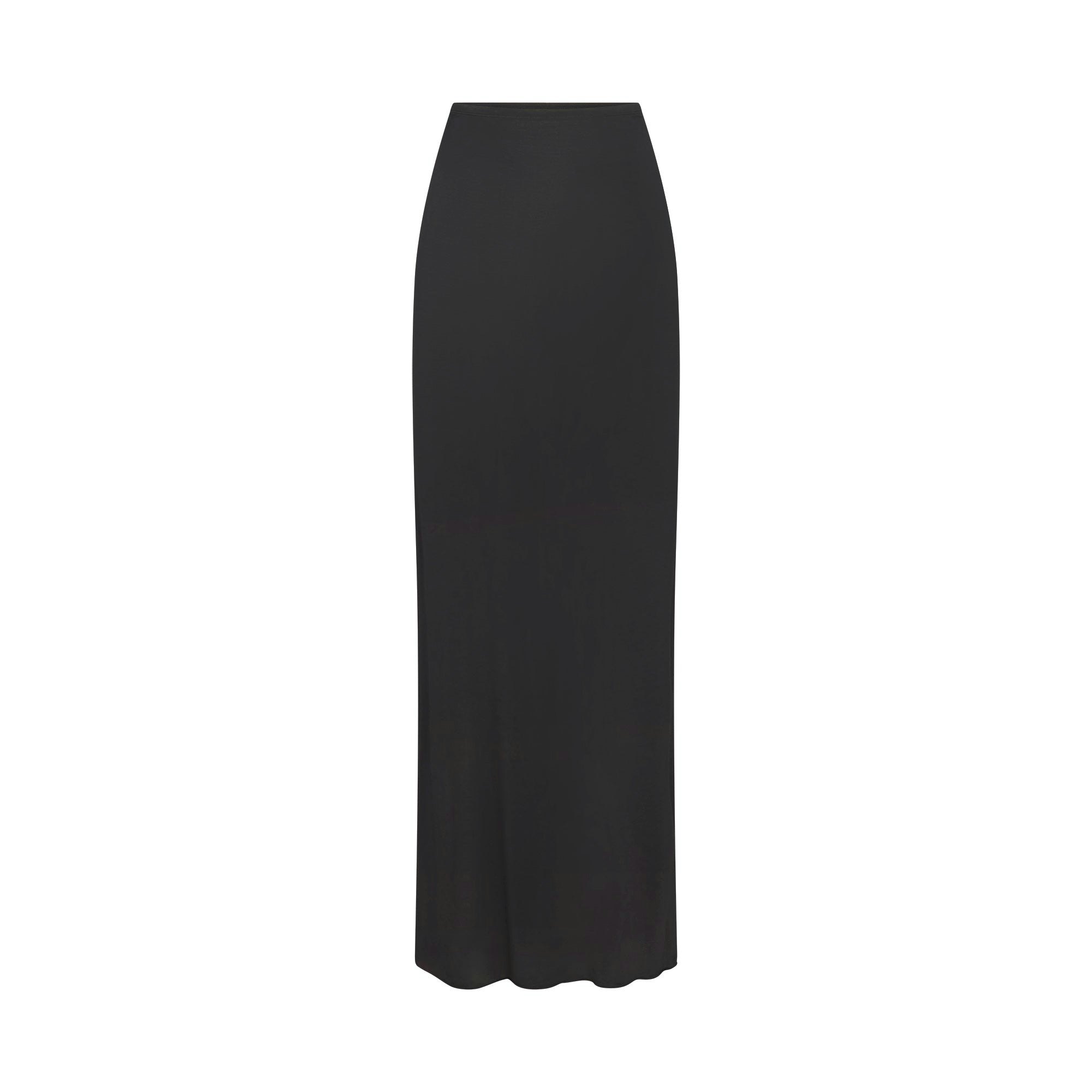 SHEER MODAL LONG SKIRT | ONYX FLAT ON A WHITE BACKGROUND | FLT