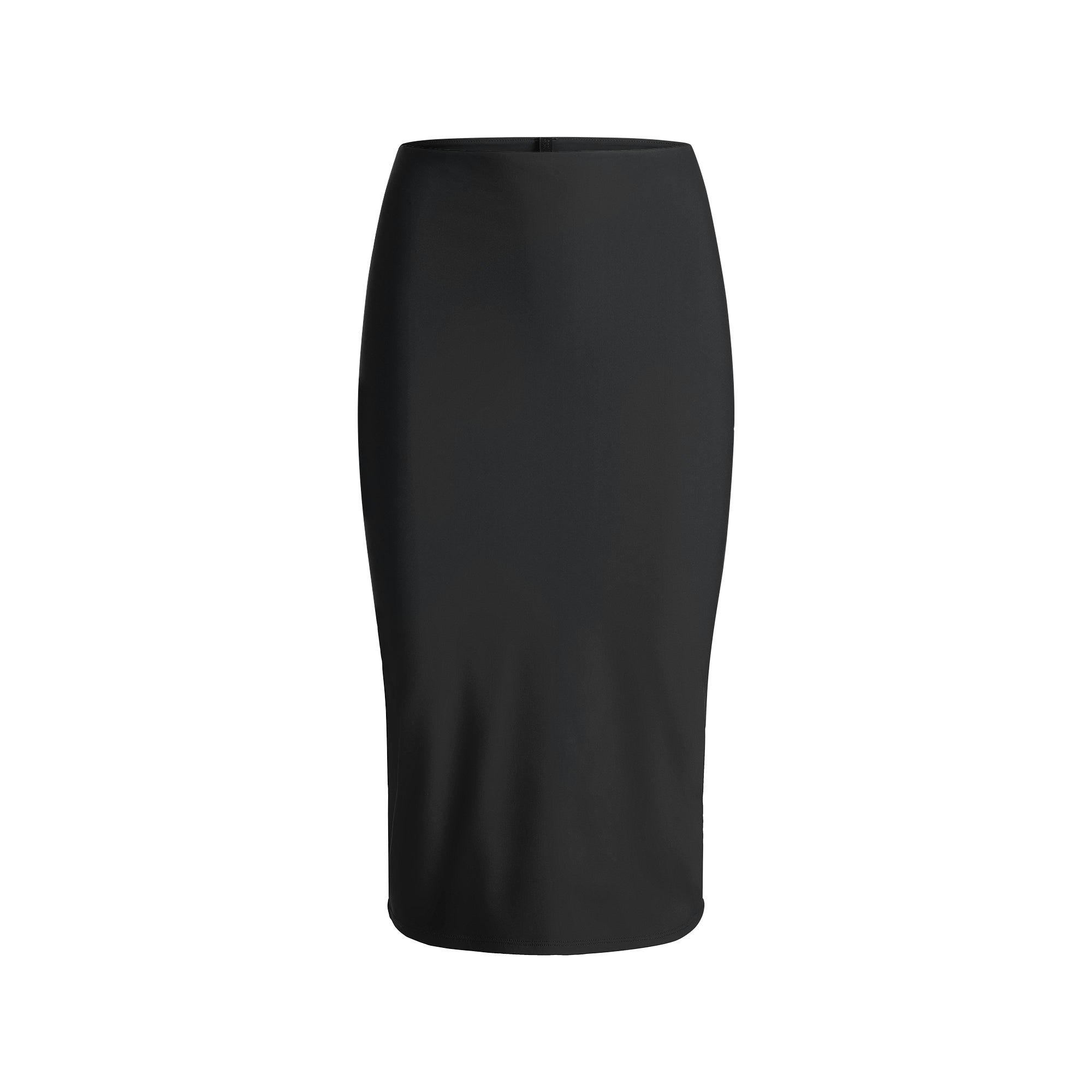 CLING MATTE MIDI SKIRT | OBSIDIAN FLAT ON A WHITE BACKGROUND | FLT