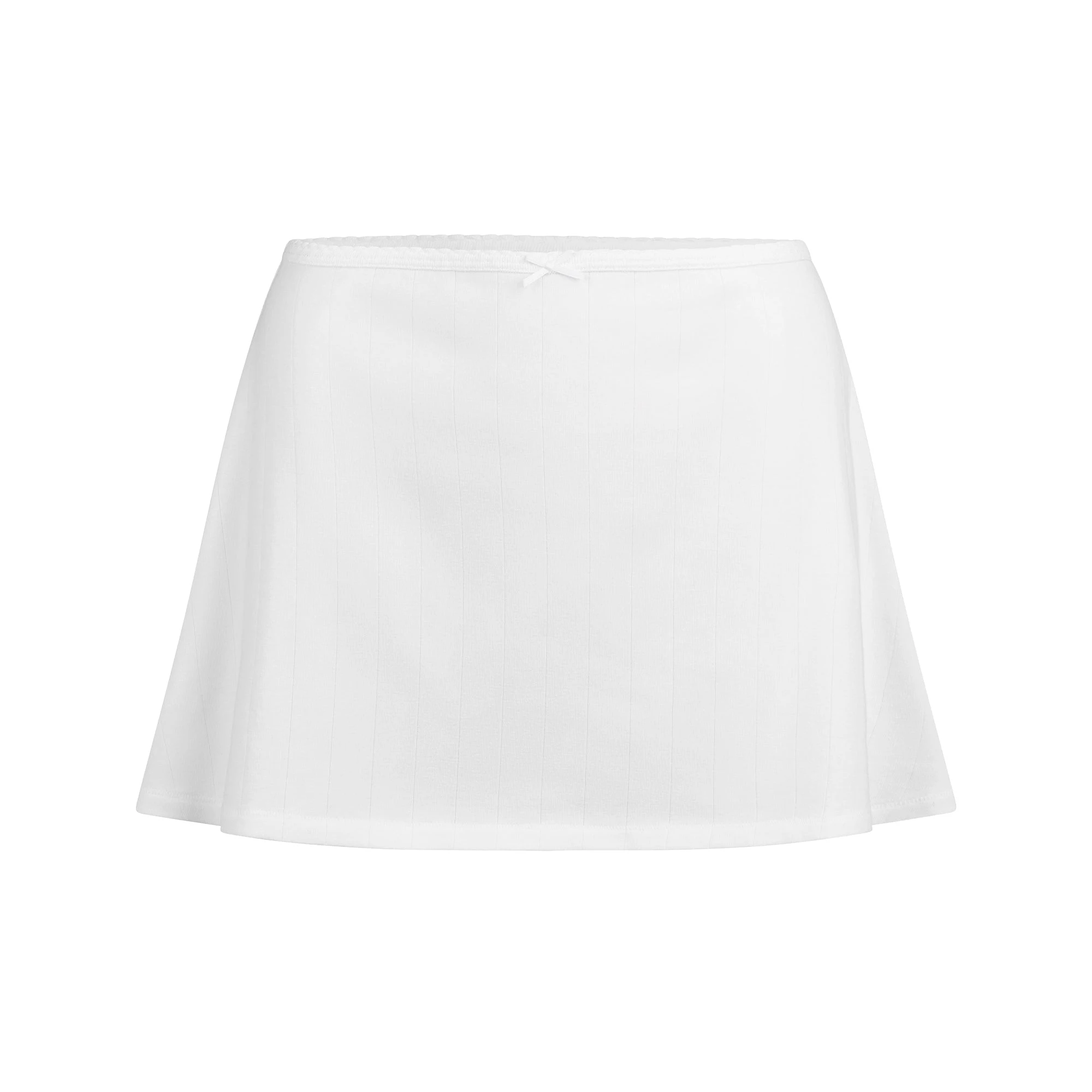 DROP NEEDLE POINTELLE MINI SKIRT | SNOW FLAT ON A WHITE BACKGROUND | FLT