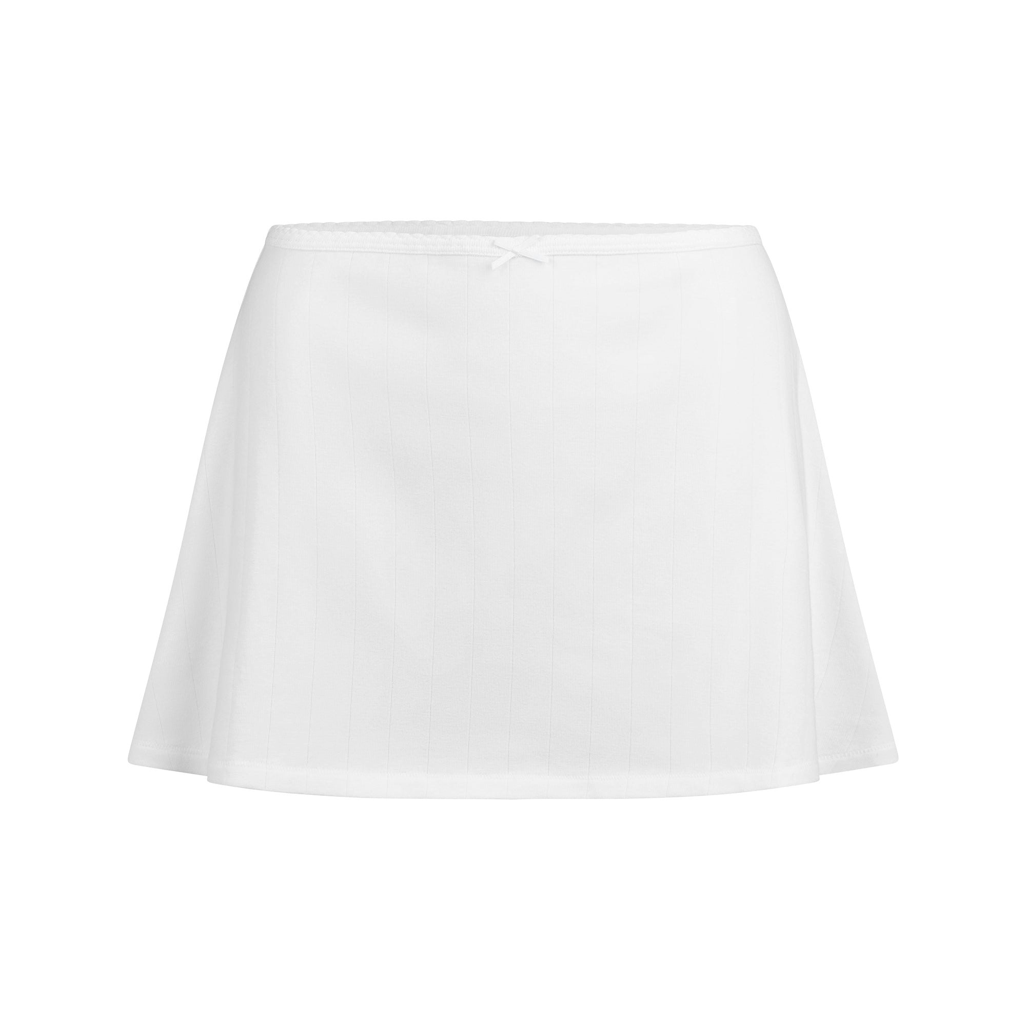 DROP NEEDLE POINTELLE MINI SKIRT | SNOW FLAT ON A WHITE BACKGROUND | FLT