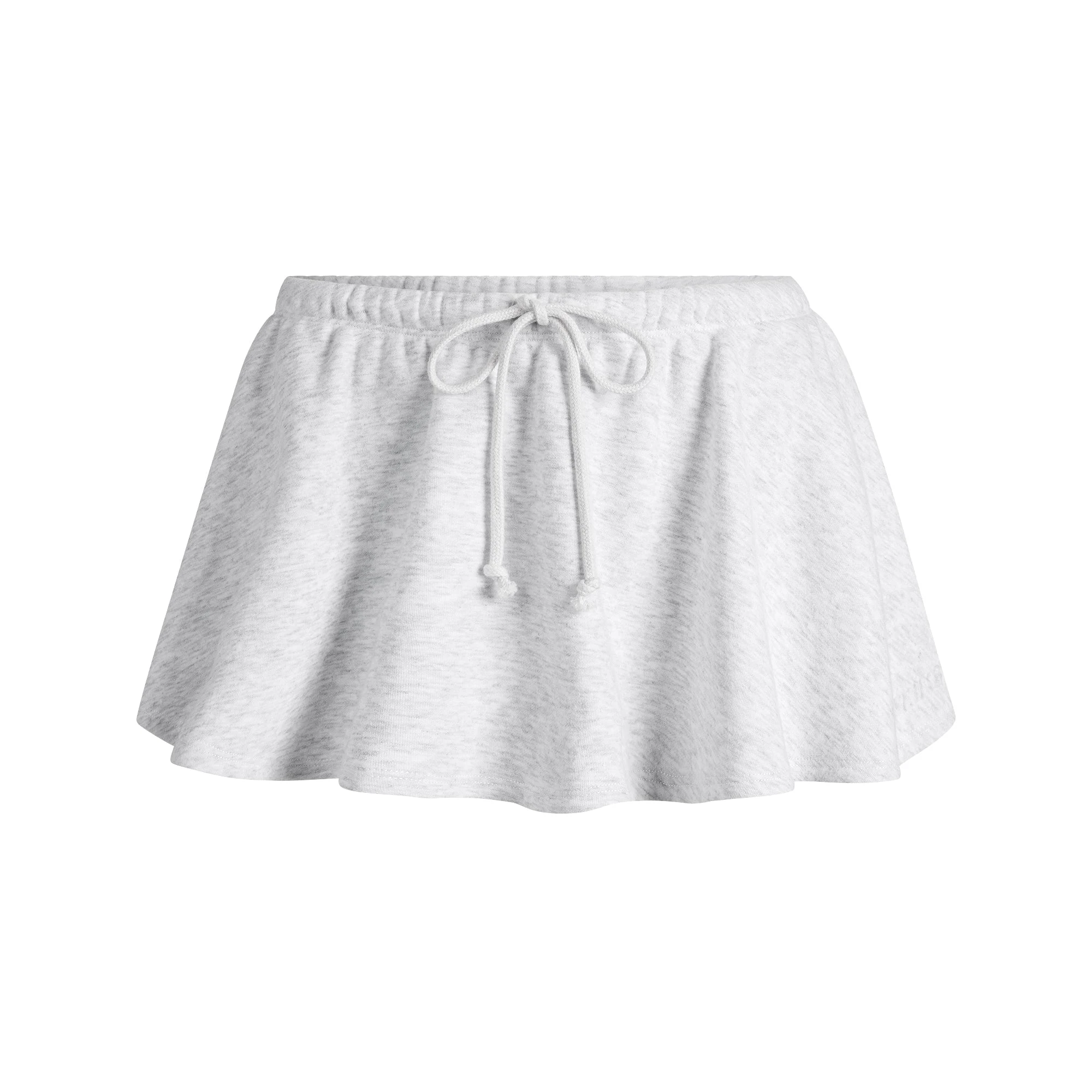 COTTON FLEECE MINI SKIRT | LIGHT HEATHER GREY FLAT ON A WHITE BACKGROUND | FLT