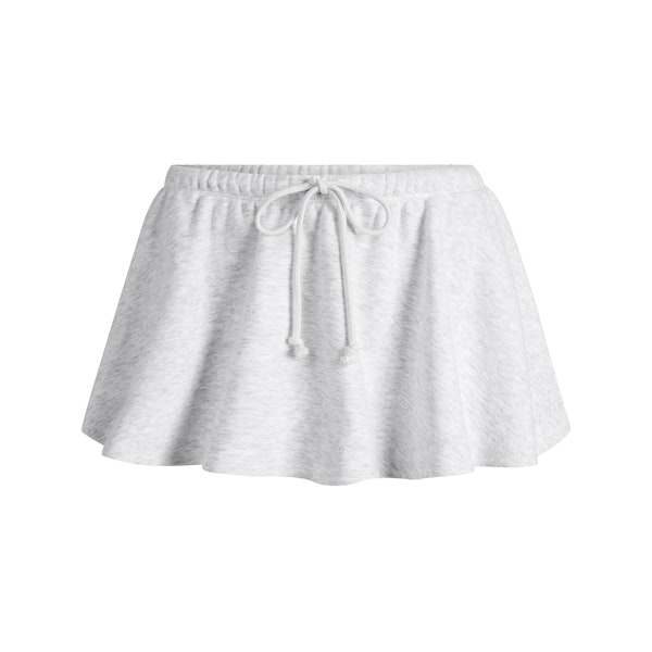 COTTON FLEECE MINI SKIRT | LIGHT HEATHER GREY FLAT ON A WHITE BACKGROUND | FLT