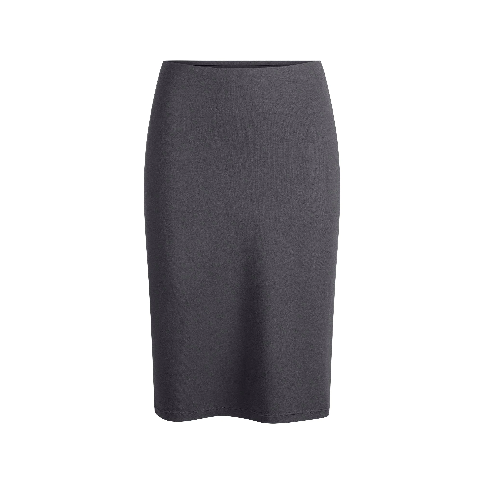 SMOOTH LAYERS MIDI SKIRT | GRAPHITE FLAT ON A WHITE BACKGROUND | FLT
