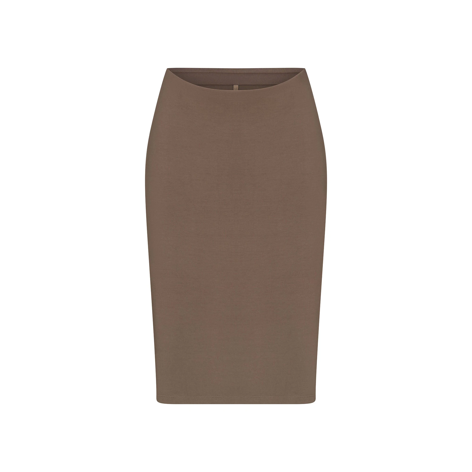 SMOOTH LOUNGE MIDI SKIRT | TRUFFLE FLAT ON A WHITE BACKGROUND | FLT | FLT