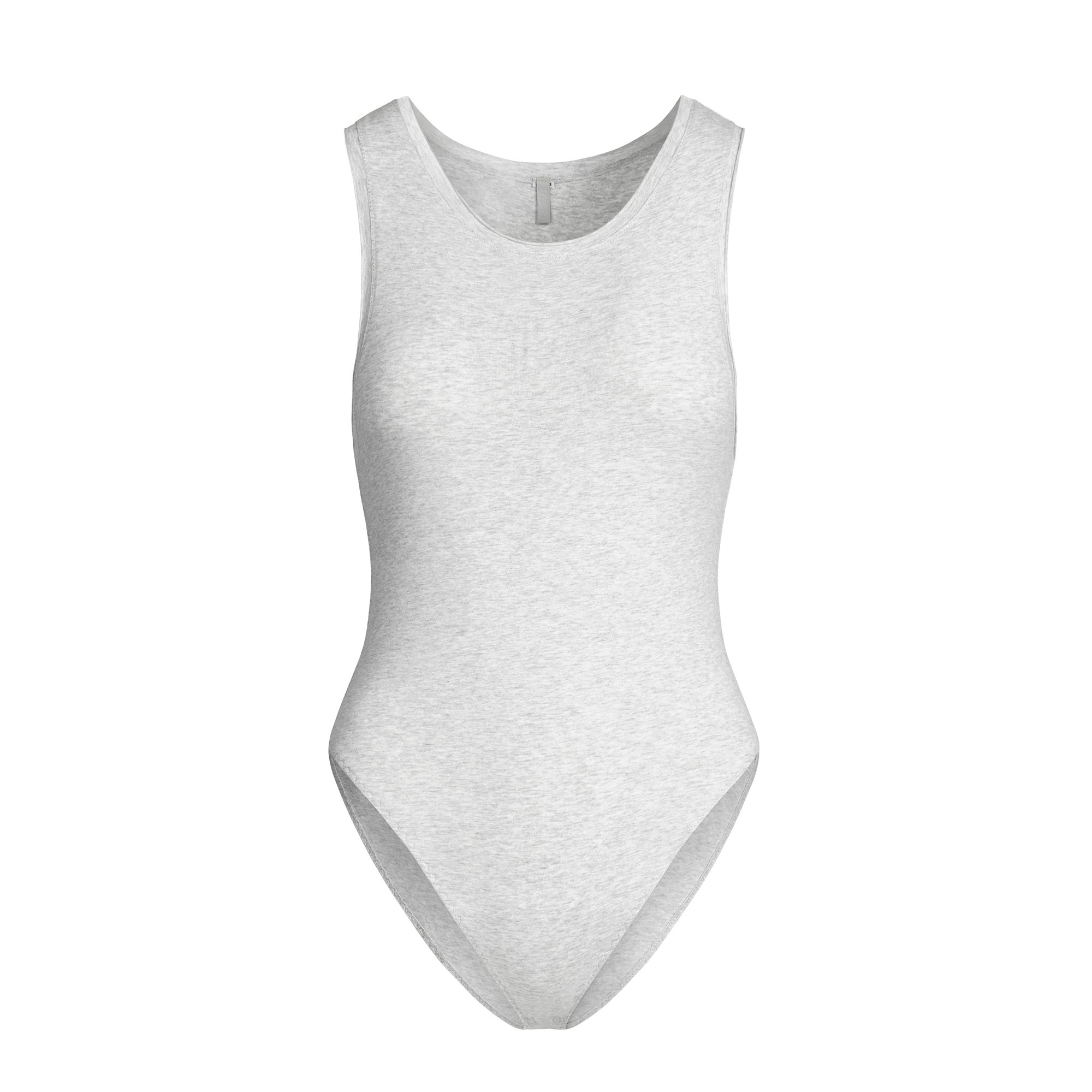 COTTON JERSEY TANK BODYSUIT | LIGHT HEATHER GREY FLAT ON A WHITE BACKGROUND | FLT