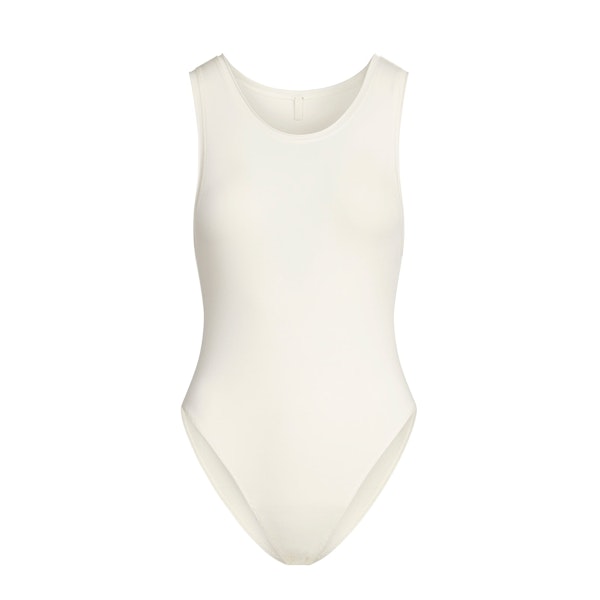 COTTON JERSEY TANK BODYSUIT | MARBLE FLAT ON A WHITE BACKGROUND | FLT