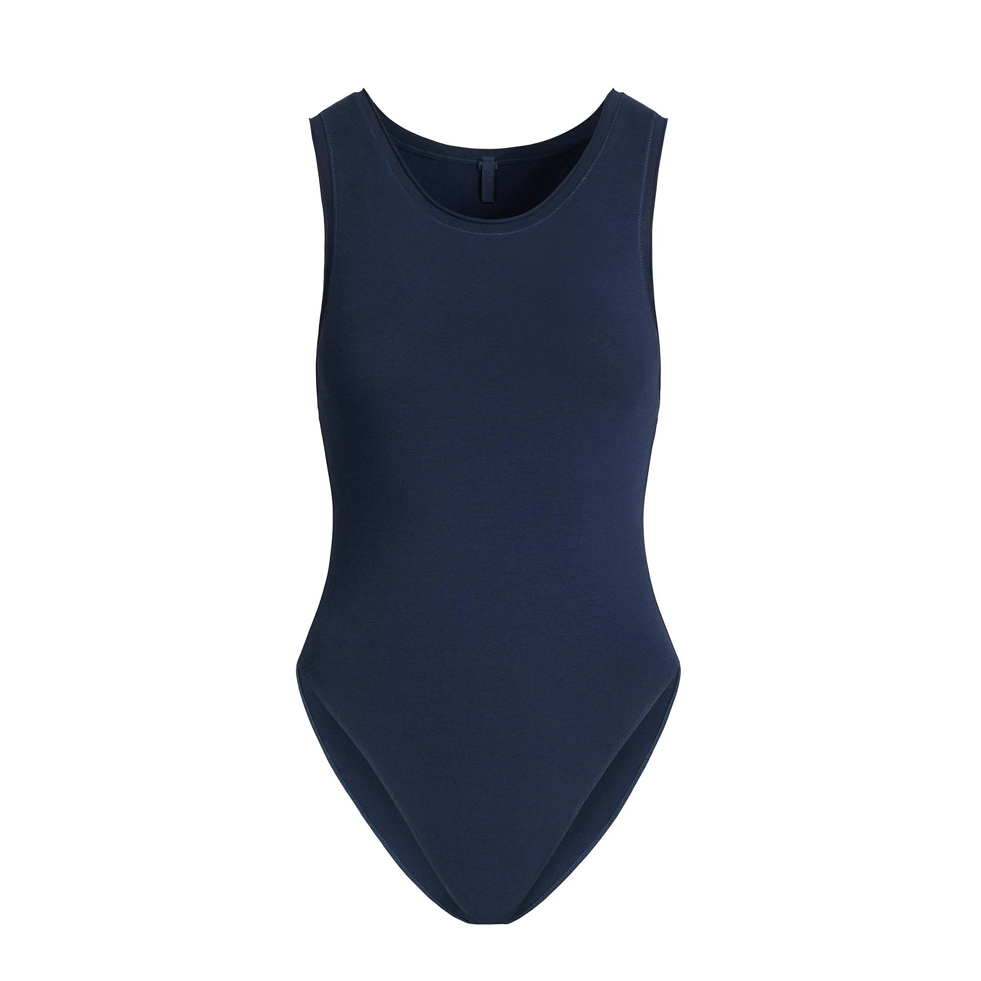 COTTON JERSEY TANK BODYSUIT | NAVY FLAT ON A WHITE BACKGROUND | FLT