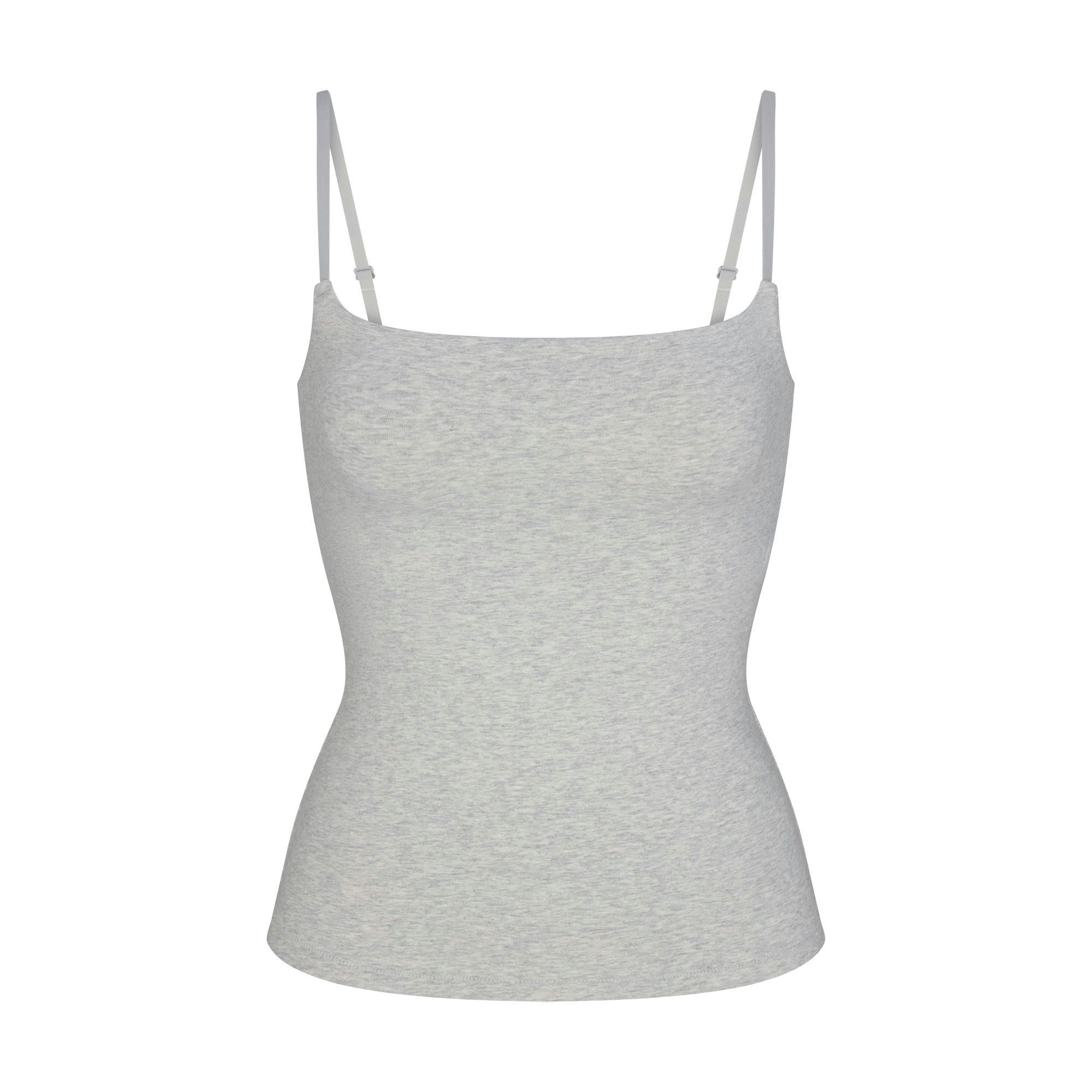 COTTON JERSEY CAMI | LIGHT HEATHER GREY FLAT ON A WHITE BACKGROUND | FLT