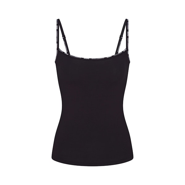 DOLCE&GABBANA X SKIMS COTTON JERSEY SCOOP NECK CAMI | ONYX (CAMIS) FLAT ON A WHITE BACKGROUND | FLT