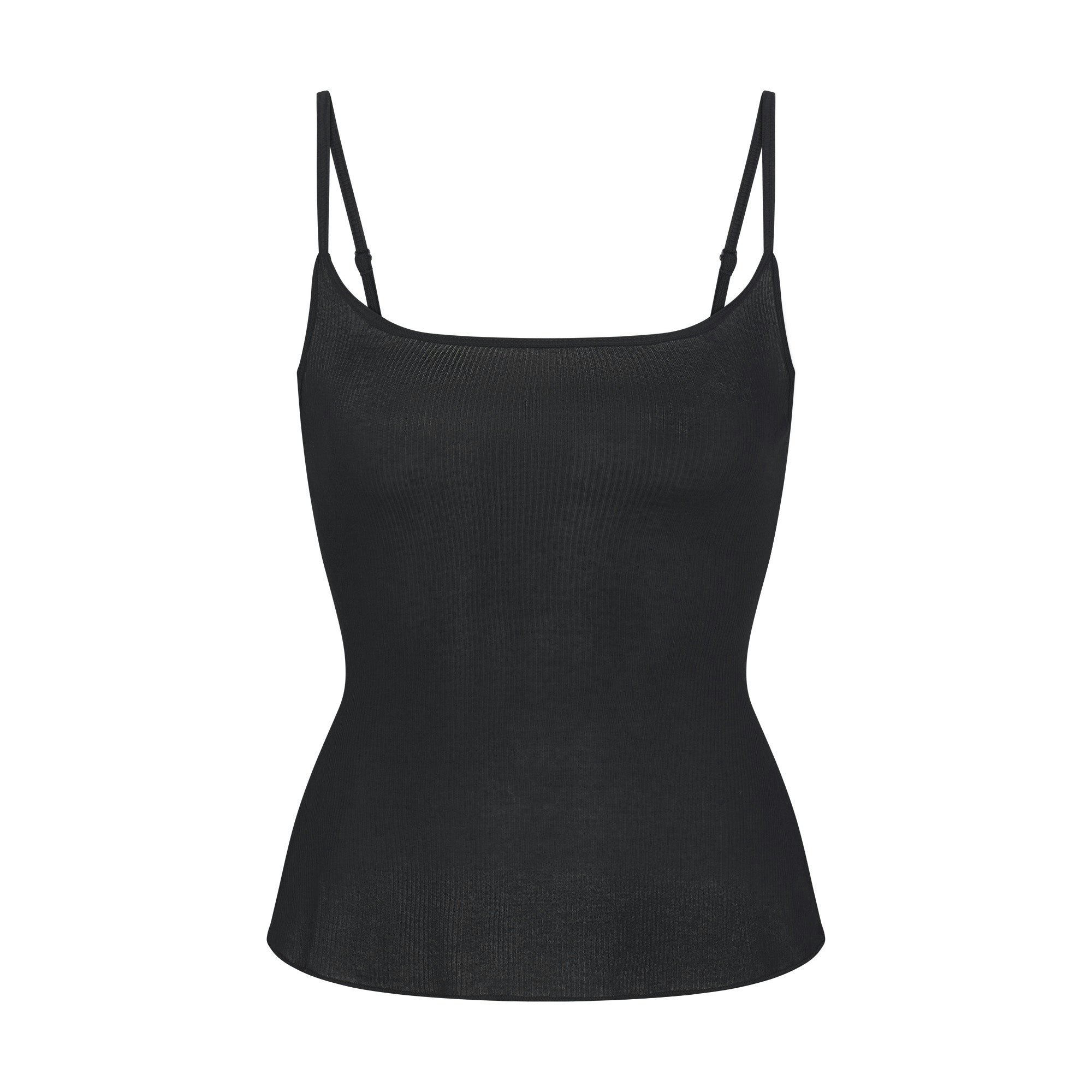 SHEER RIB LONG SCOOP NECK CAMI | SOOT FLAT ON A WHITE BACKGROUND | FLT