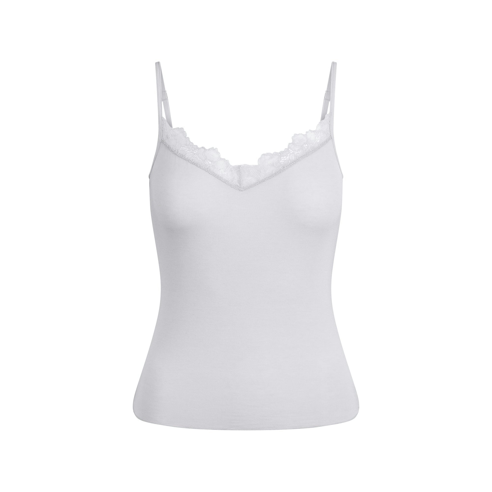 SHEER MODAL LACE CAMI | MIST FLAT ON A WHITE BACKGROUND | FLT