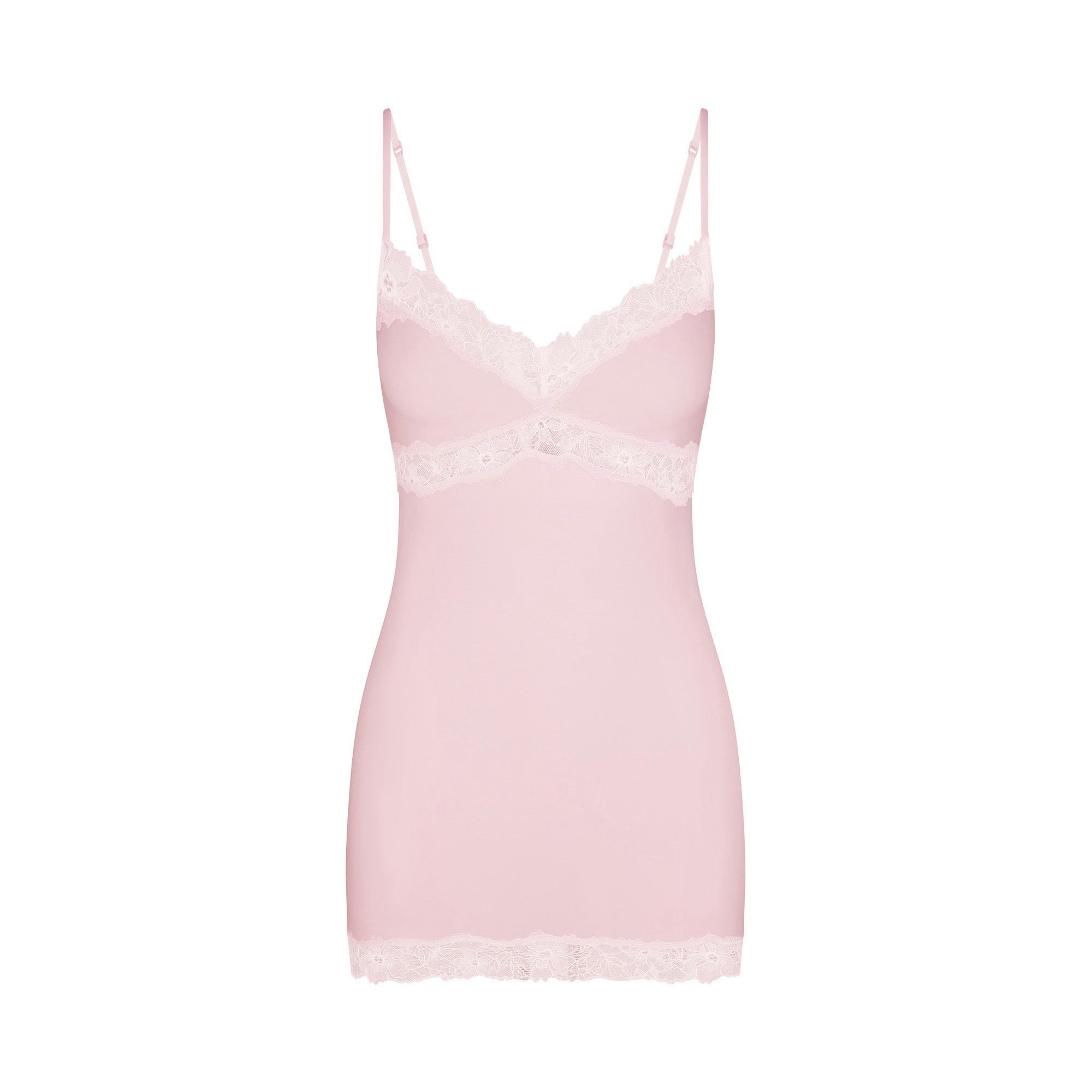 COTTON LACE SLIP DRESS | CHERRY BLOSSOM (MINI DRESSES, DRESSES) FLAT ON A WHITE BACKGROUND | FLT